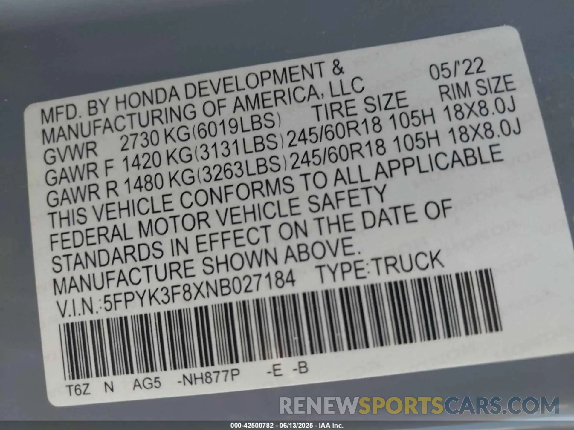 9 Photograph of a damaged car 5FPYK3F8XNB027184 HONDA RIDGELINE 2022