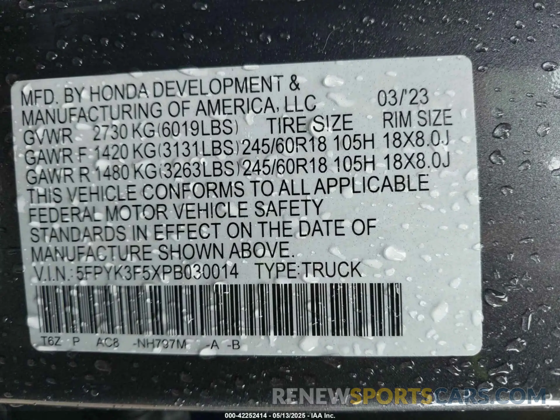 9 Photograph of a damaged car 5FPYK3F5XPB030014 HONDA RIDGELINE 2023