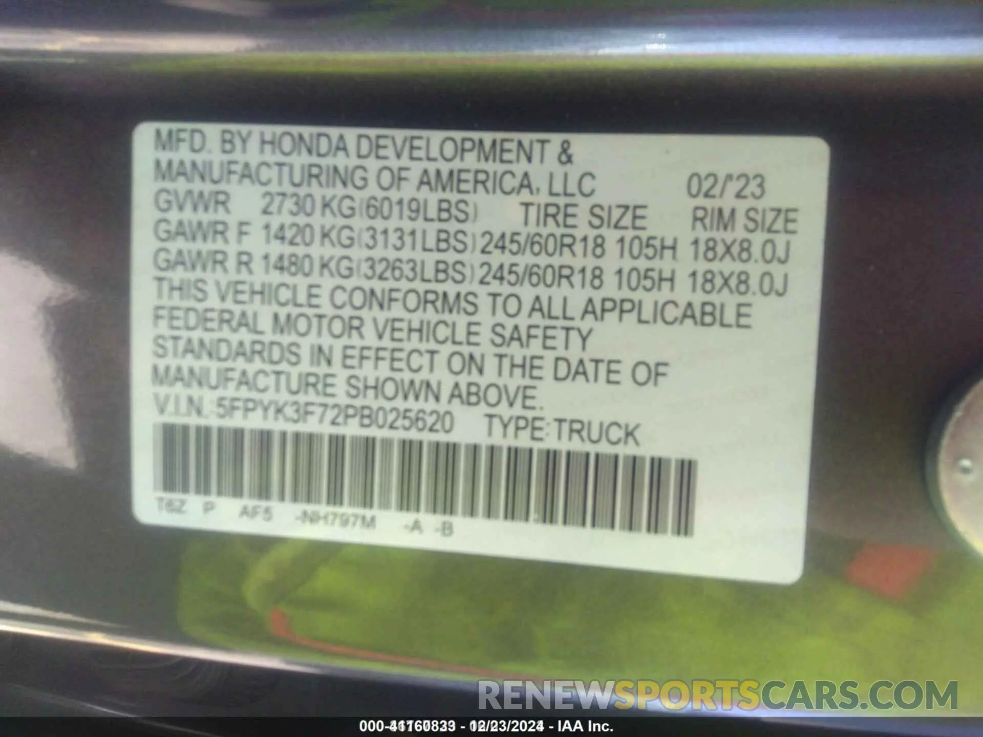 9 Photograph of a damaged car 5FPYK3F72PB025620 HONDA RIDGELINE 2023
