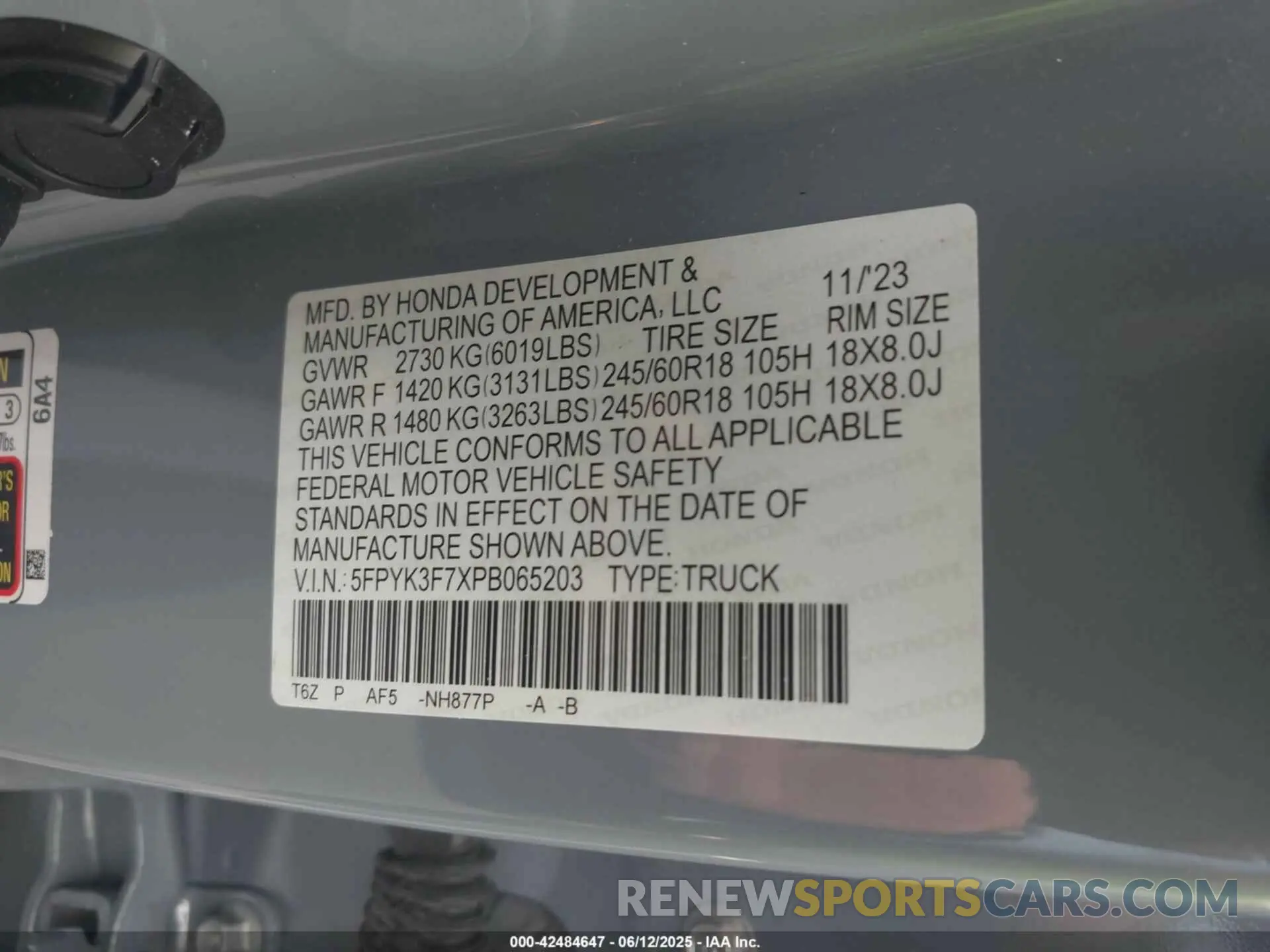 9 Photograph of a damaged car 5FPYK3F7XPB065203 HONDA RIDGELINE 2023