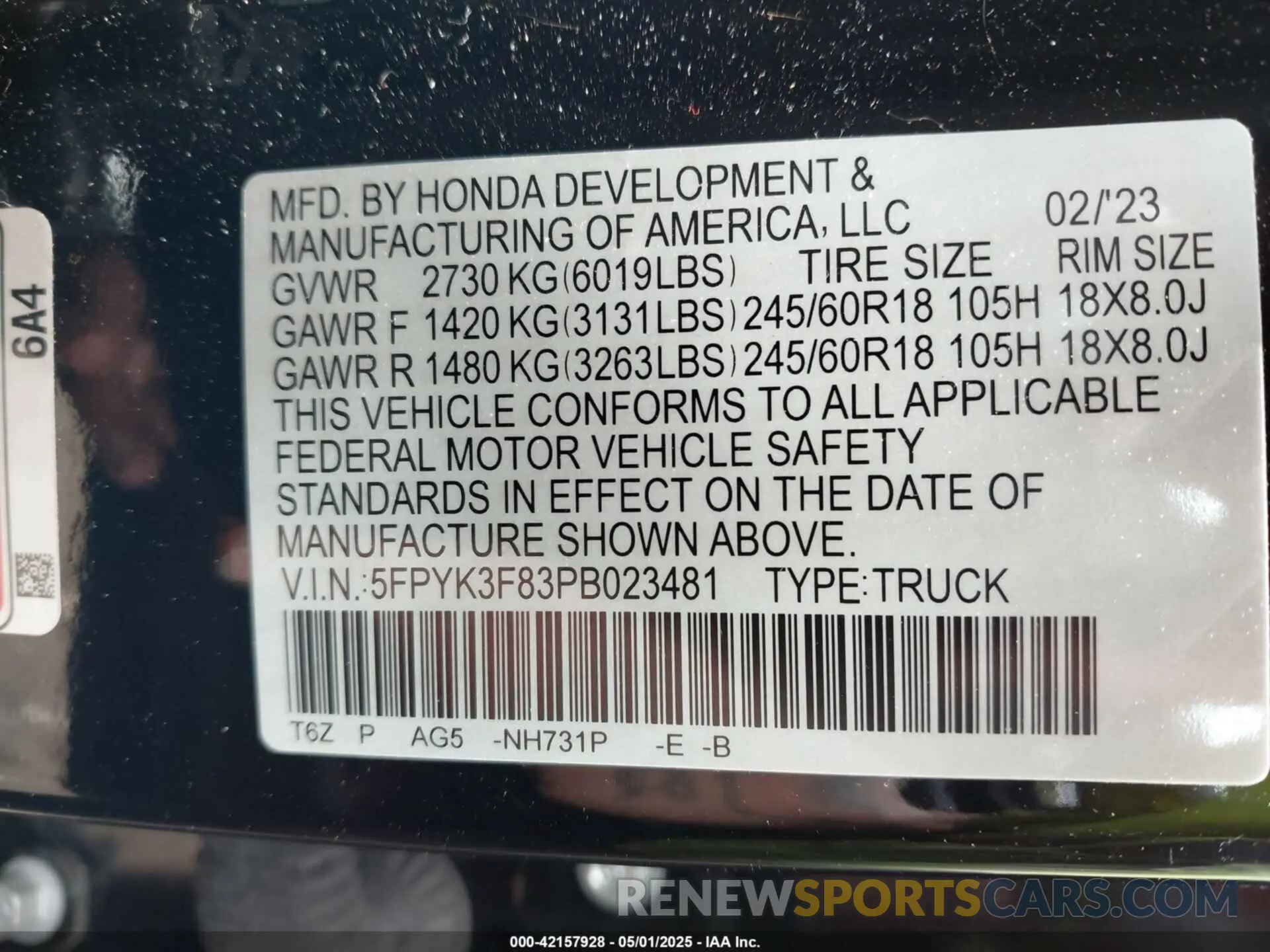 9 Photograph of a damaged car 5FPYK3F83PB023481 HONDA RIDGELINE 2023