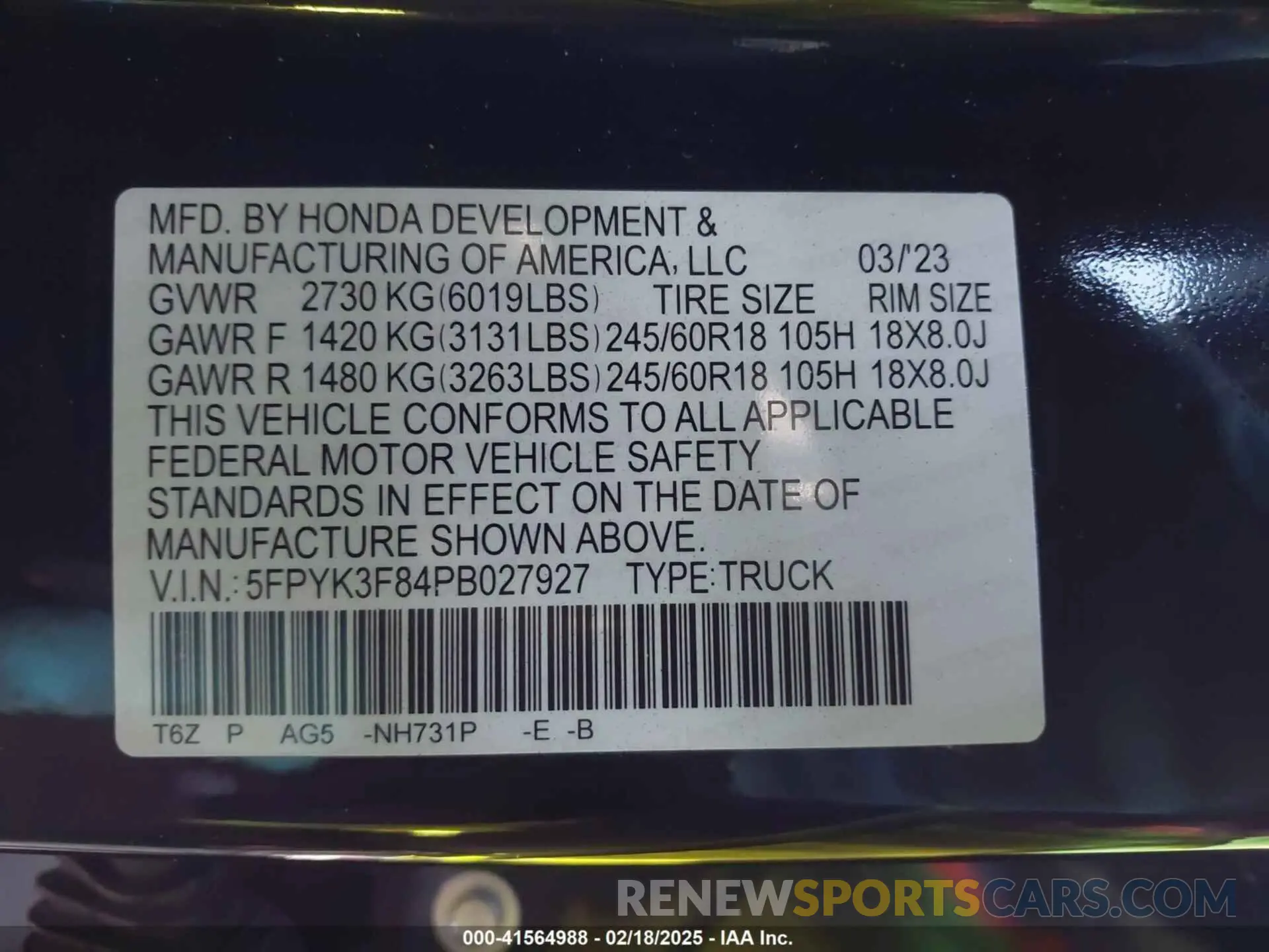 9 Photograph of a damaged car 5FPYK3F84PB027927 HONDA RIDGELINE 2023
