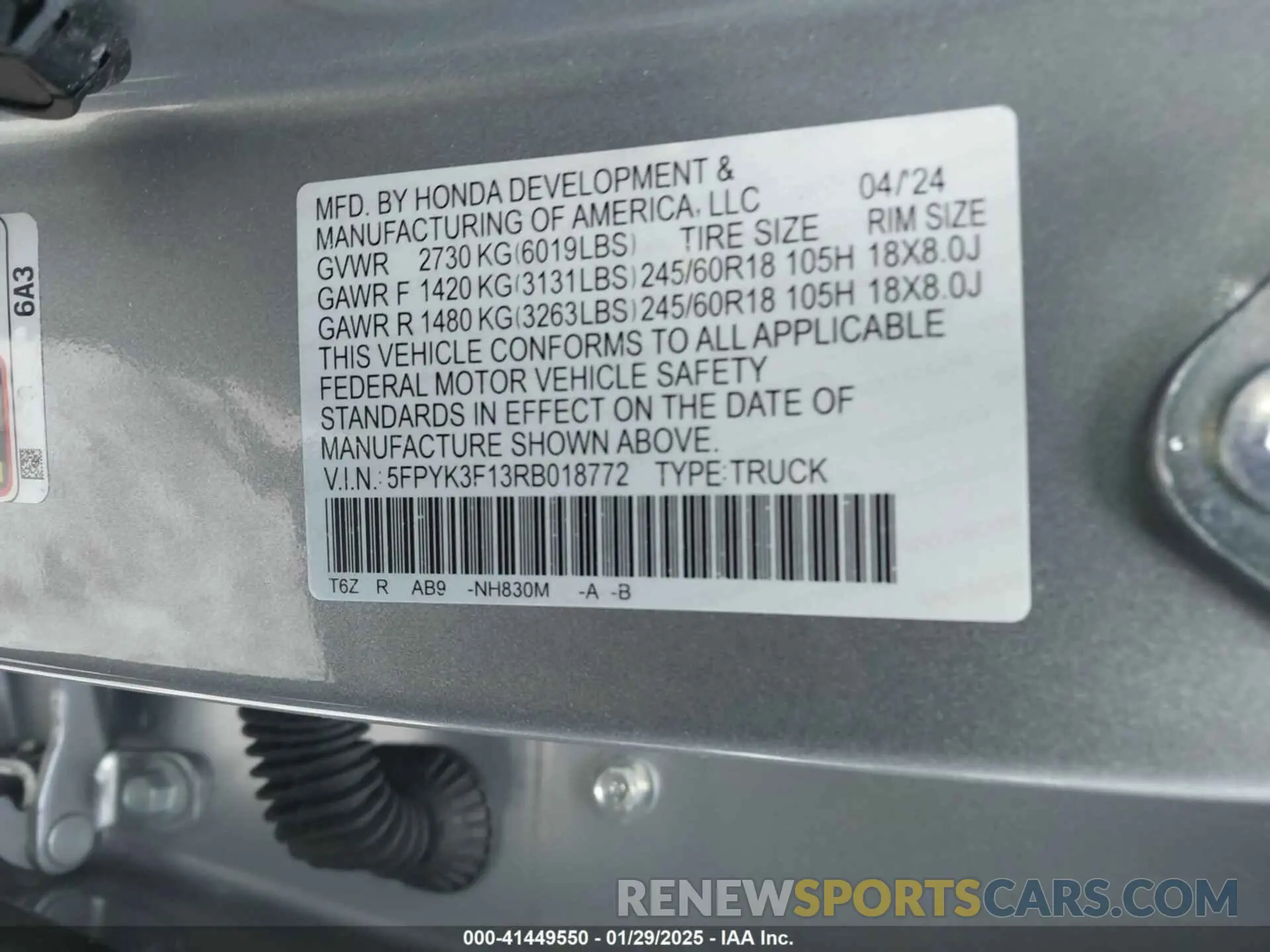 9 Photograph of a damaged car 5FPYK3F13RB018772 HONDA RIDGELINE 2024