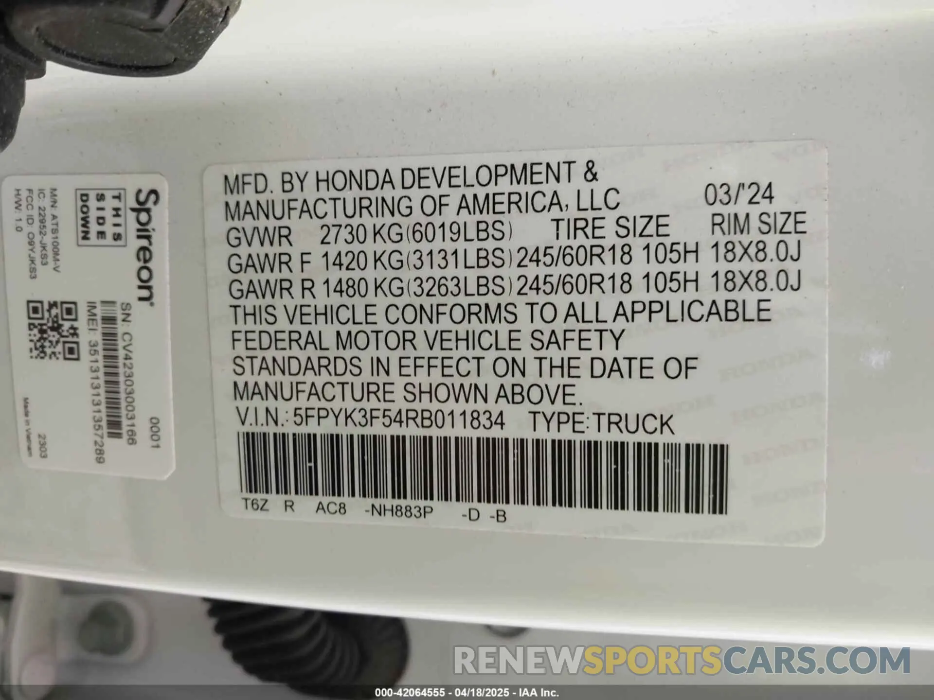 9 Photograph of a damaged car 5FPYK3F54RB011834 HONDA RIDGELINE 2024