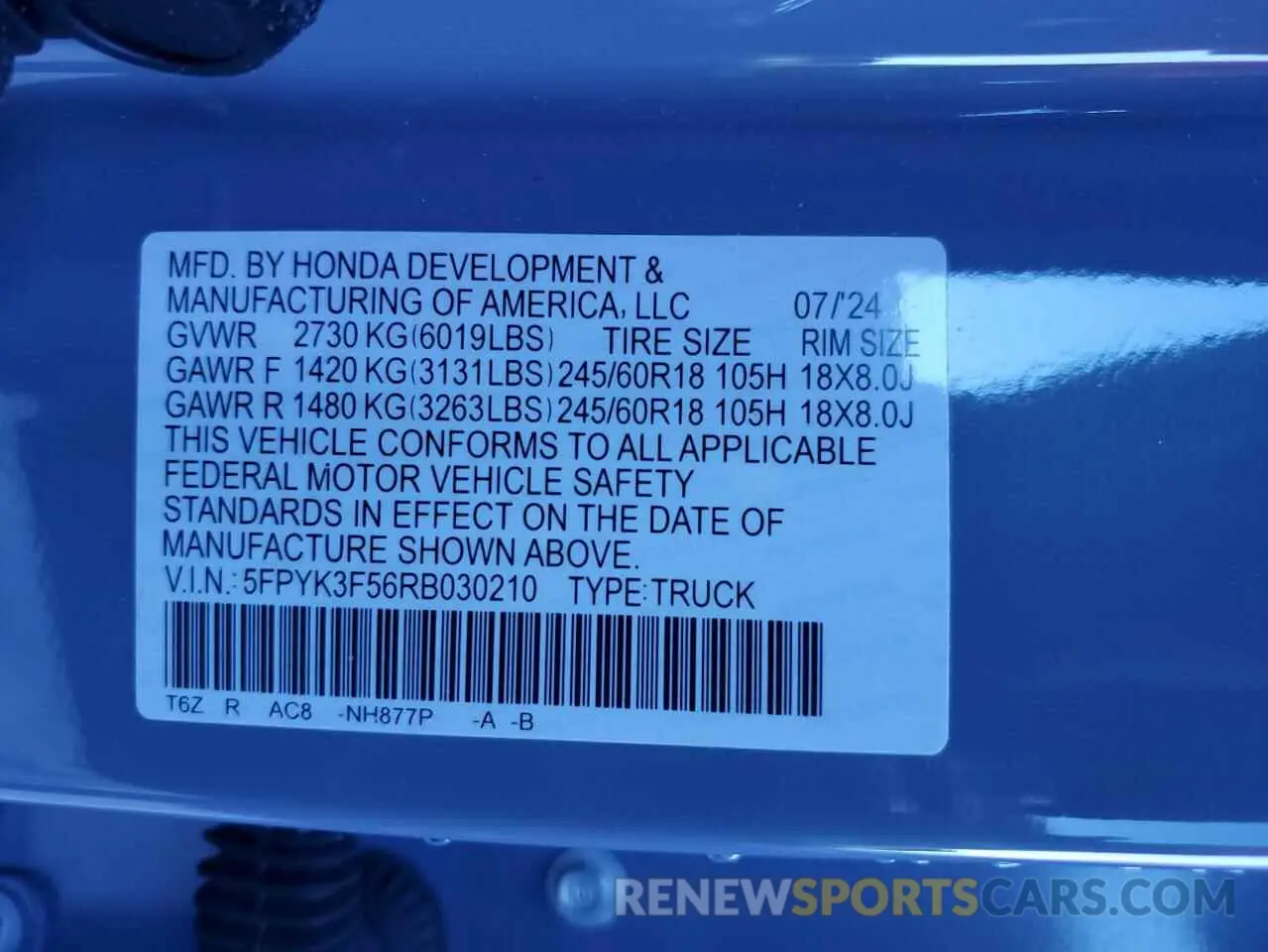 12 Photograph of a damaged car 5FPYK3F56RB030210 HONDA RIDGELINE 2024