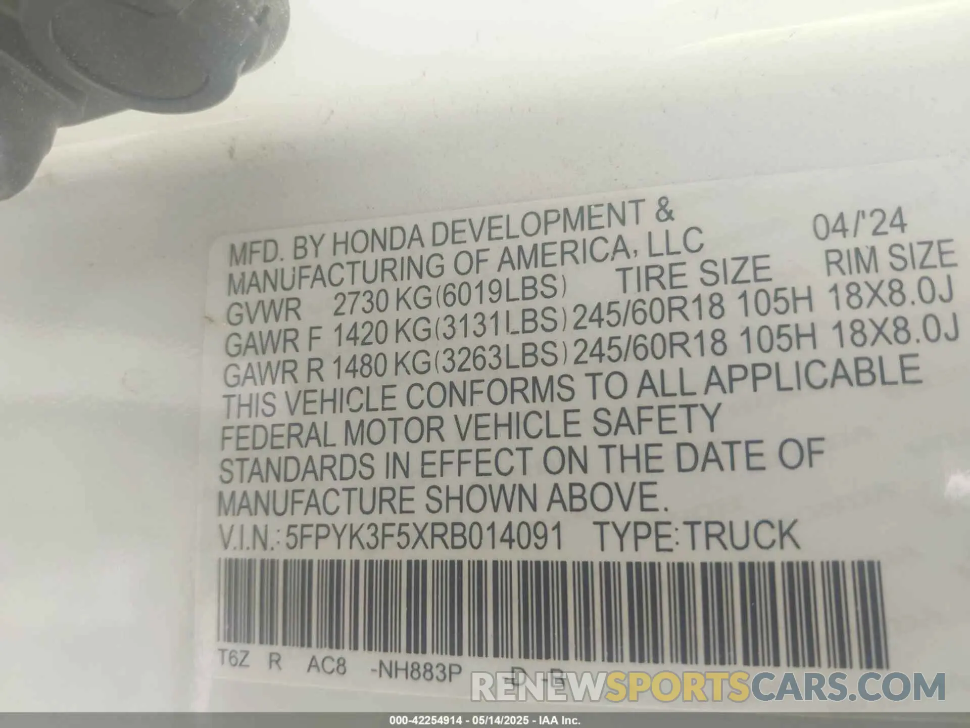 9 Photograph of a damaged car 5FPYK3F5XRB014091 HONDA RIDGELINE 2024