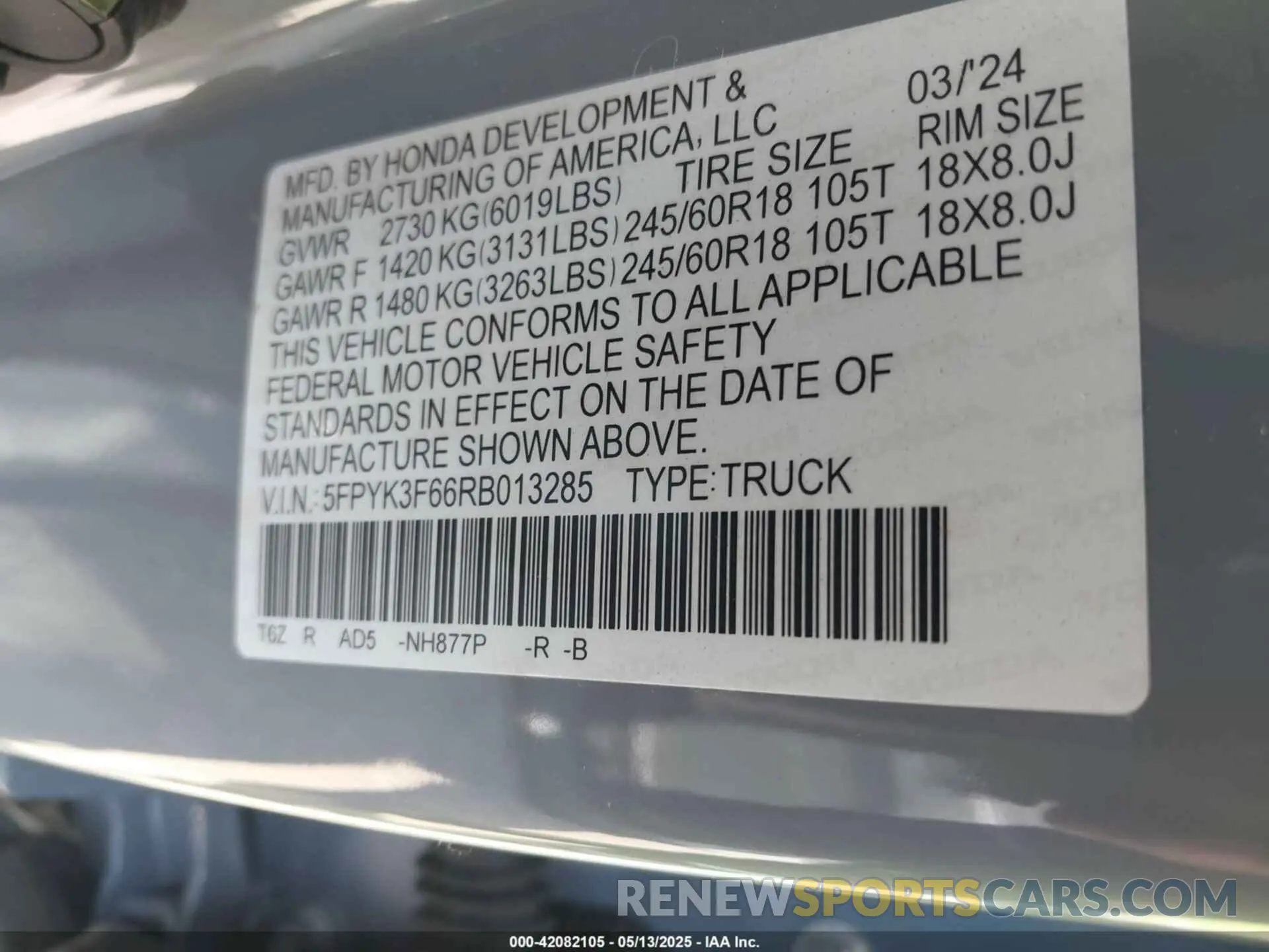 9 Photograph of a damaged car 5FPYK3F66RB013285 HONDA RIDGELINE 2024