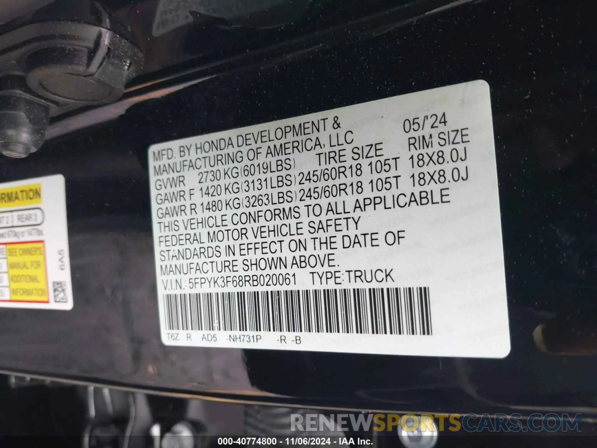 9 Photograph of a damaged car 5FPYK3F68RB020061 HONDA RIDGELINE 2024