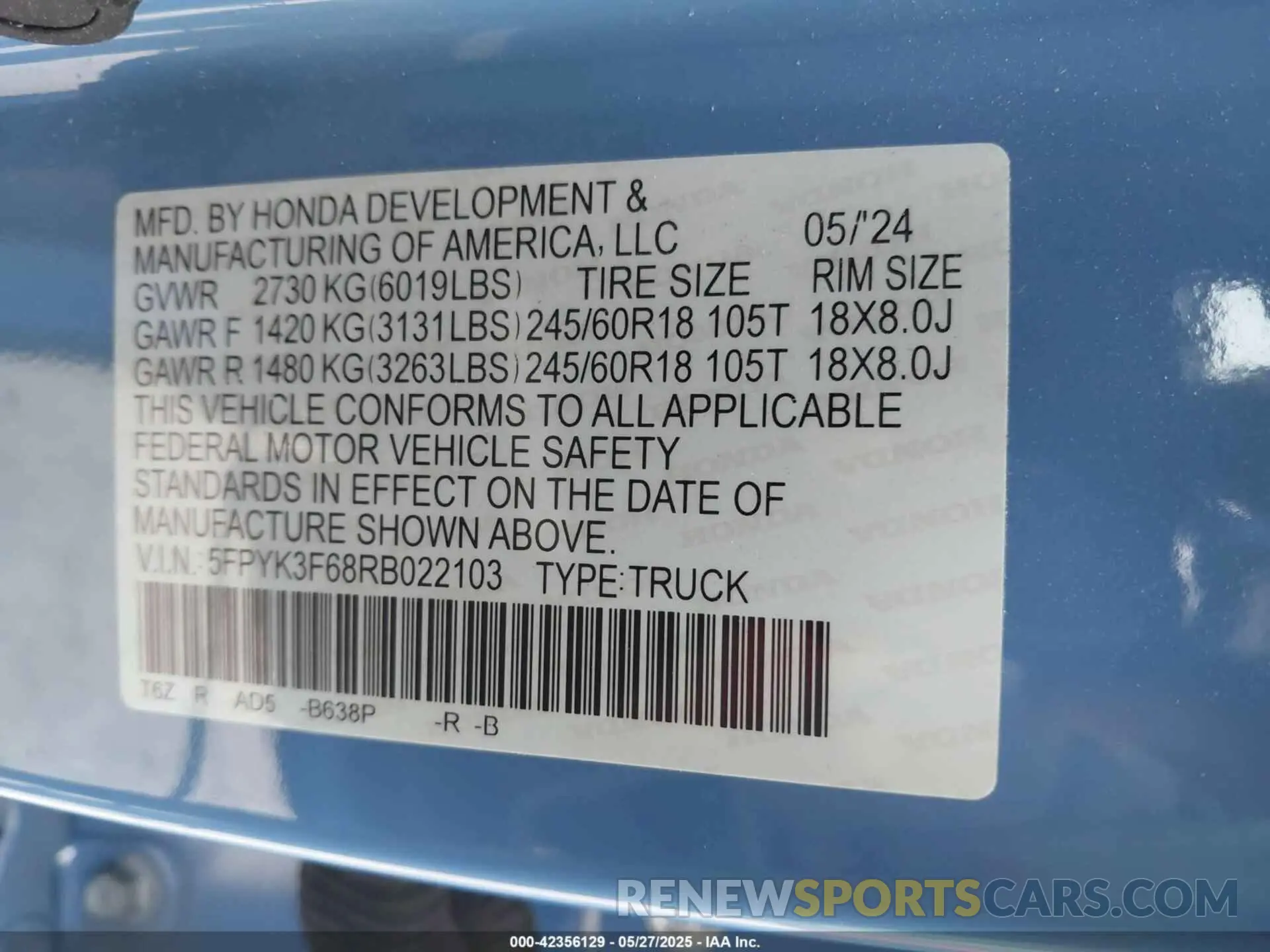 9 Photograph of a damaged car 5FPYK3F68RB022103 HONDA RIDGELINE 2024