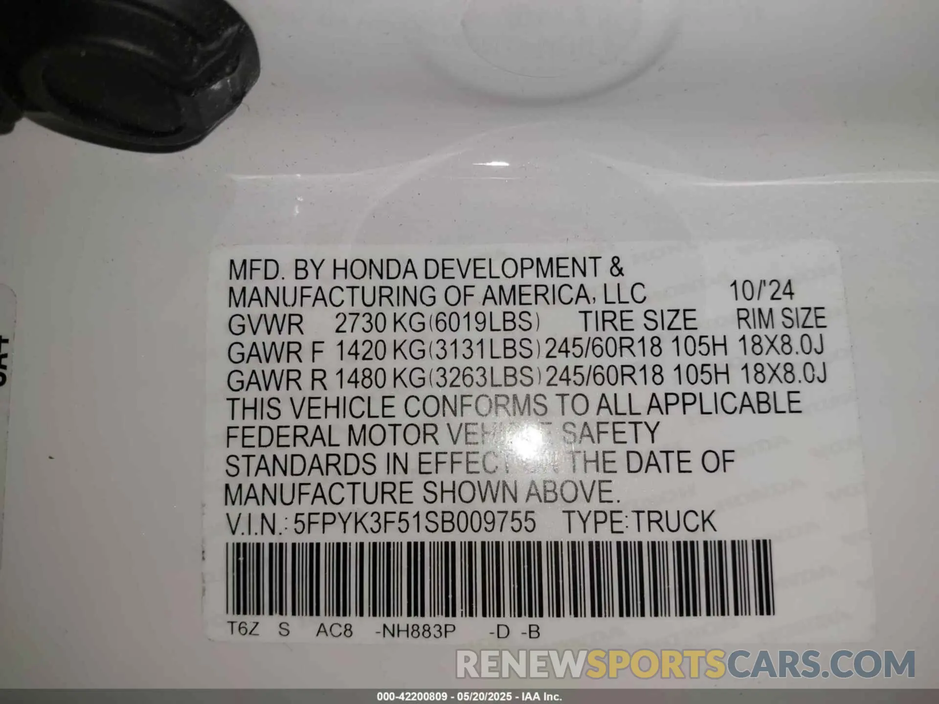 9 Photograph of a damaged car 5FPYK3F51SB009755 HONDA RIDGELINE 2025