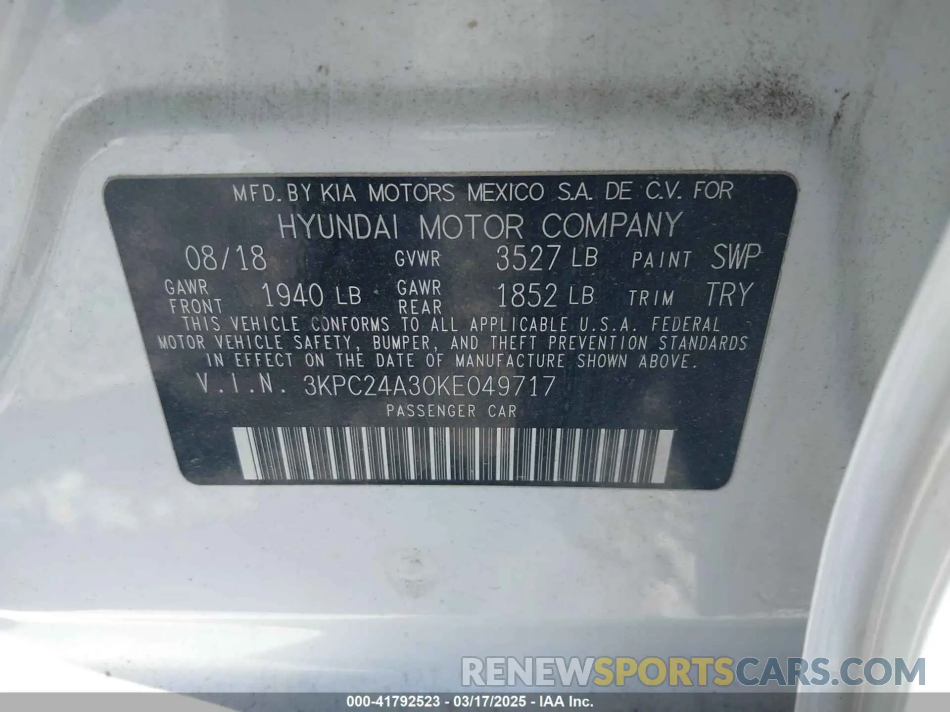 9 Photograph of a damaged car 3KPC24A30KE049717 HYUNDAI ACCENT 2019