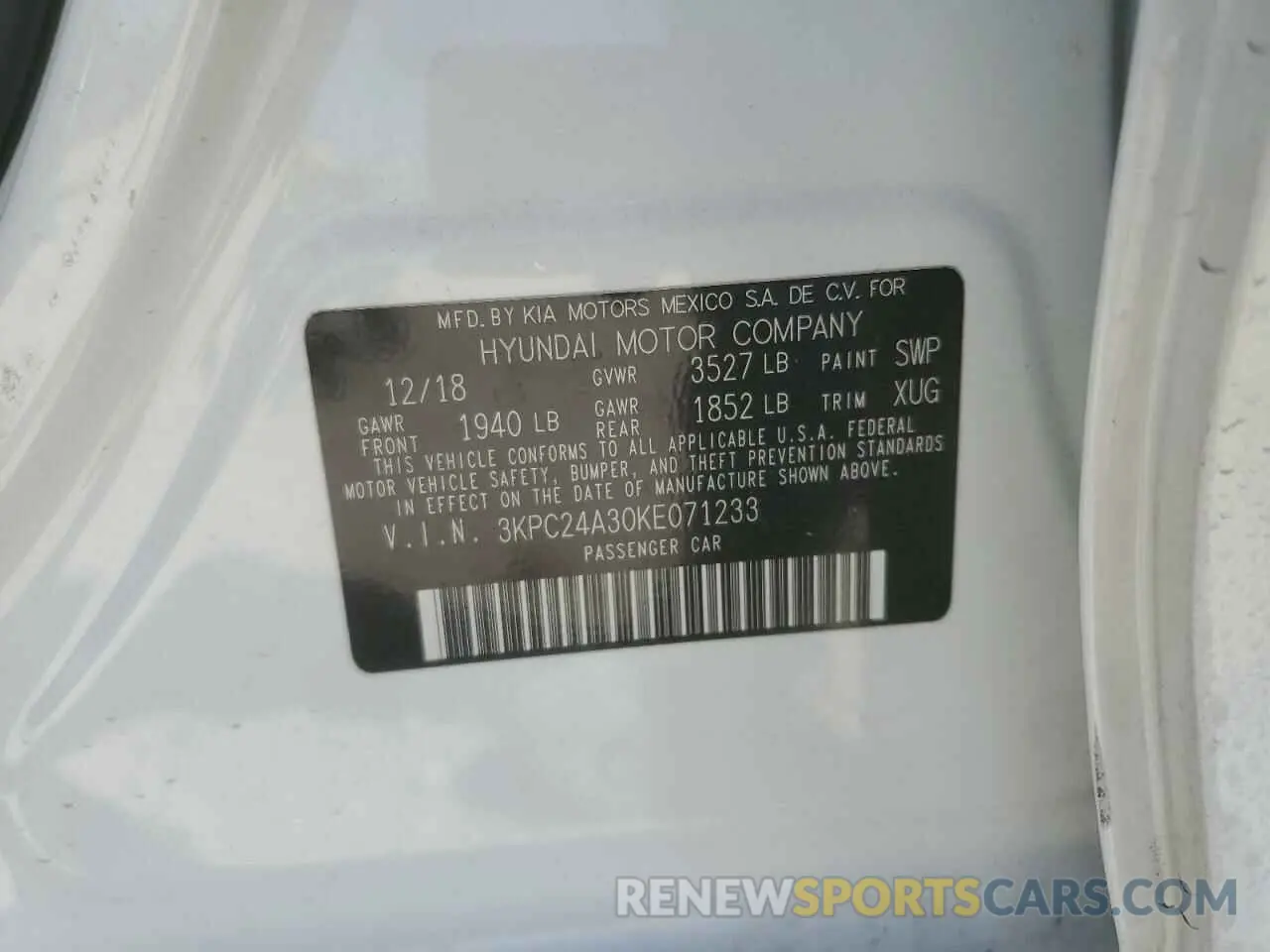 15 Photograph of a damaged car 3KPC24A30KE071233 HYUNDAI ACCENT 2019