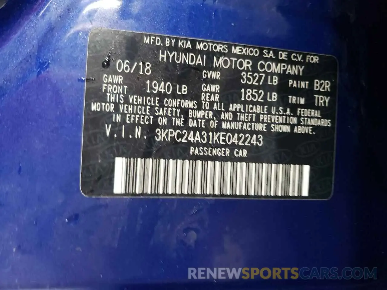 12 Photograph of a damaged car 3KPC24A31KE042243 HYUNDAI ACCENT 2019
