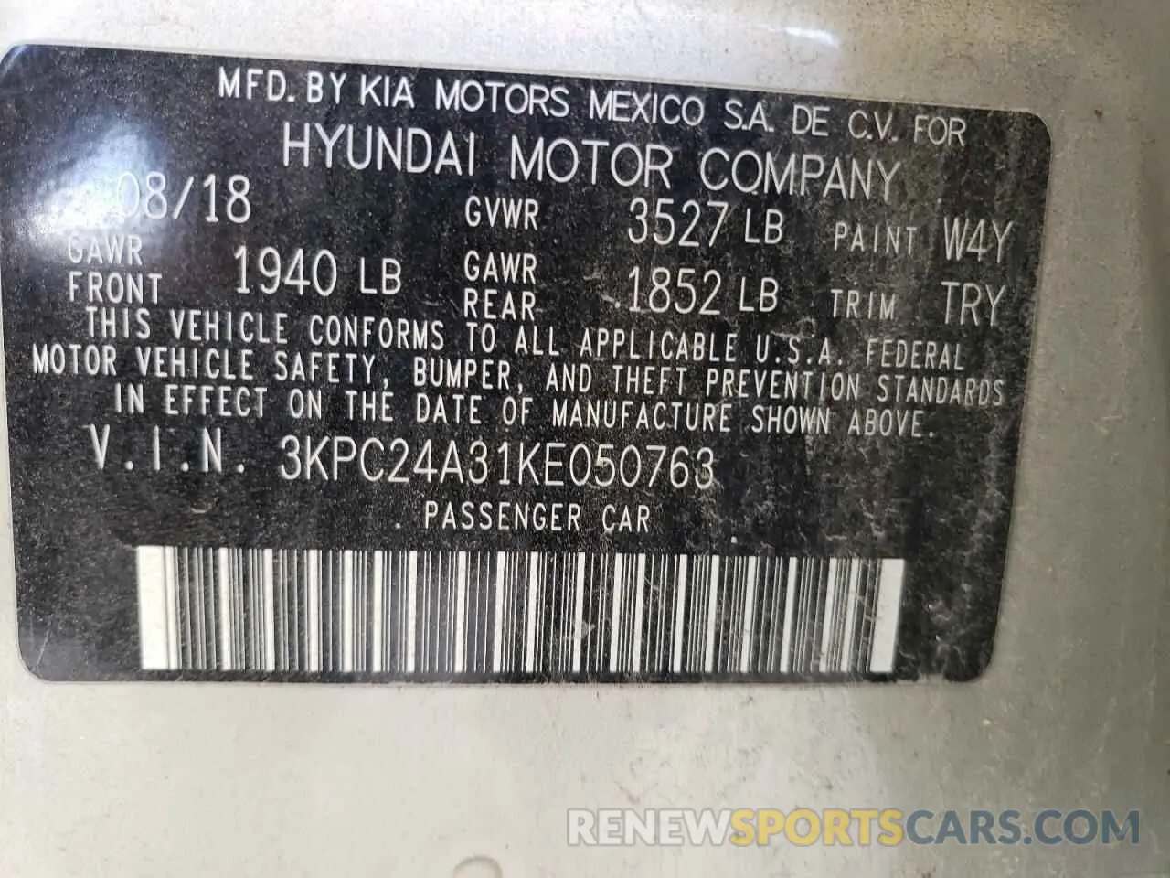 12 Photograph of a damaged car 3KPC24A31KE050763 HYUNDAI ACCENT 2019