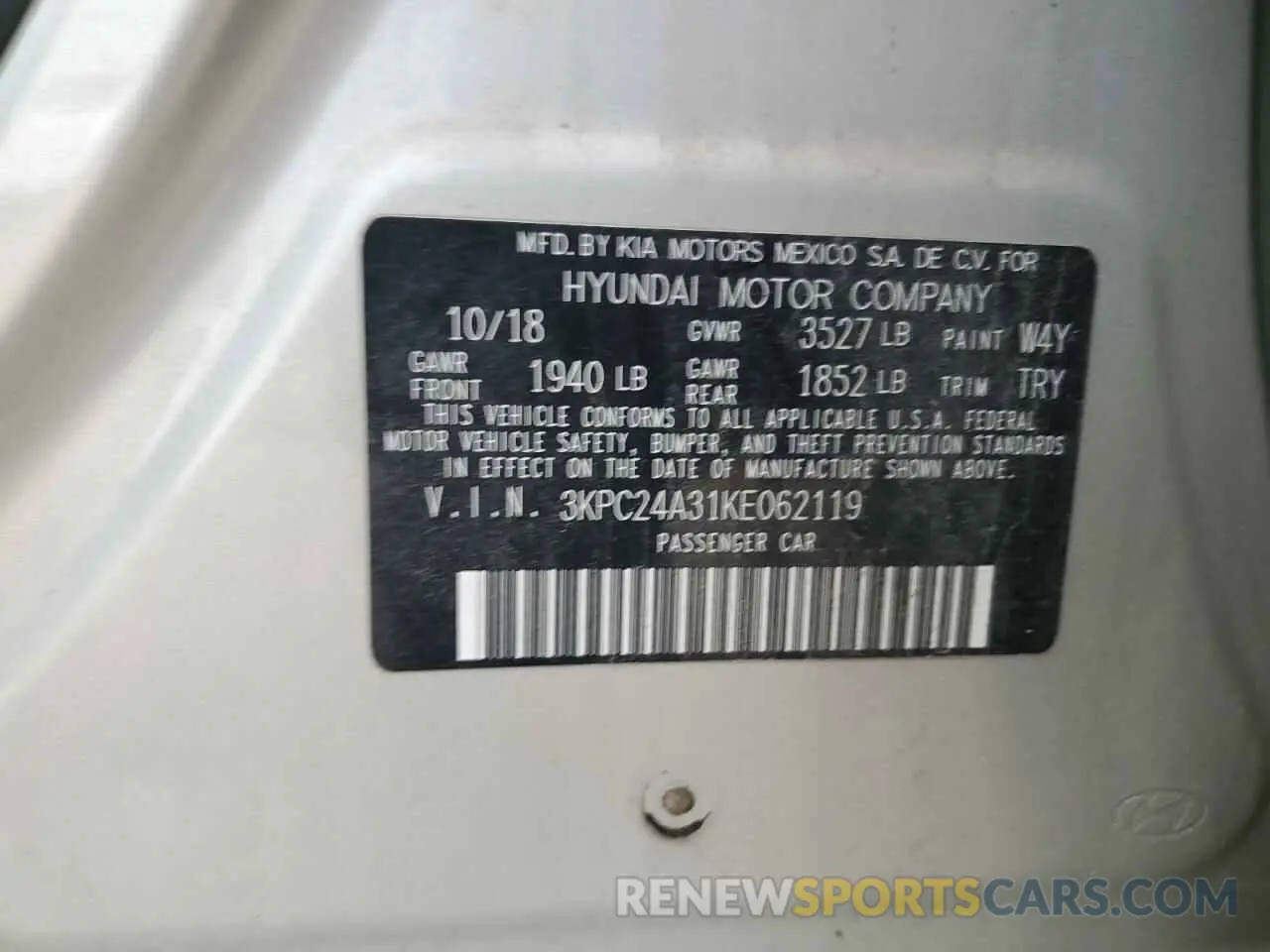 12 Photograph of a damaged car 3KPC24A31KE062119 HYUNDAI ACCENT 2019