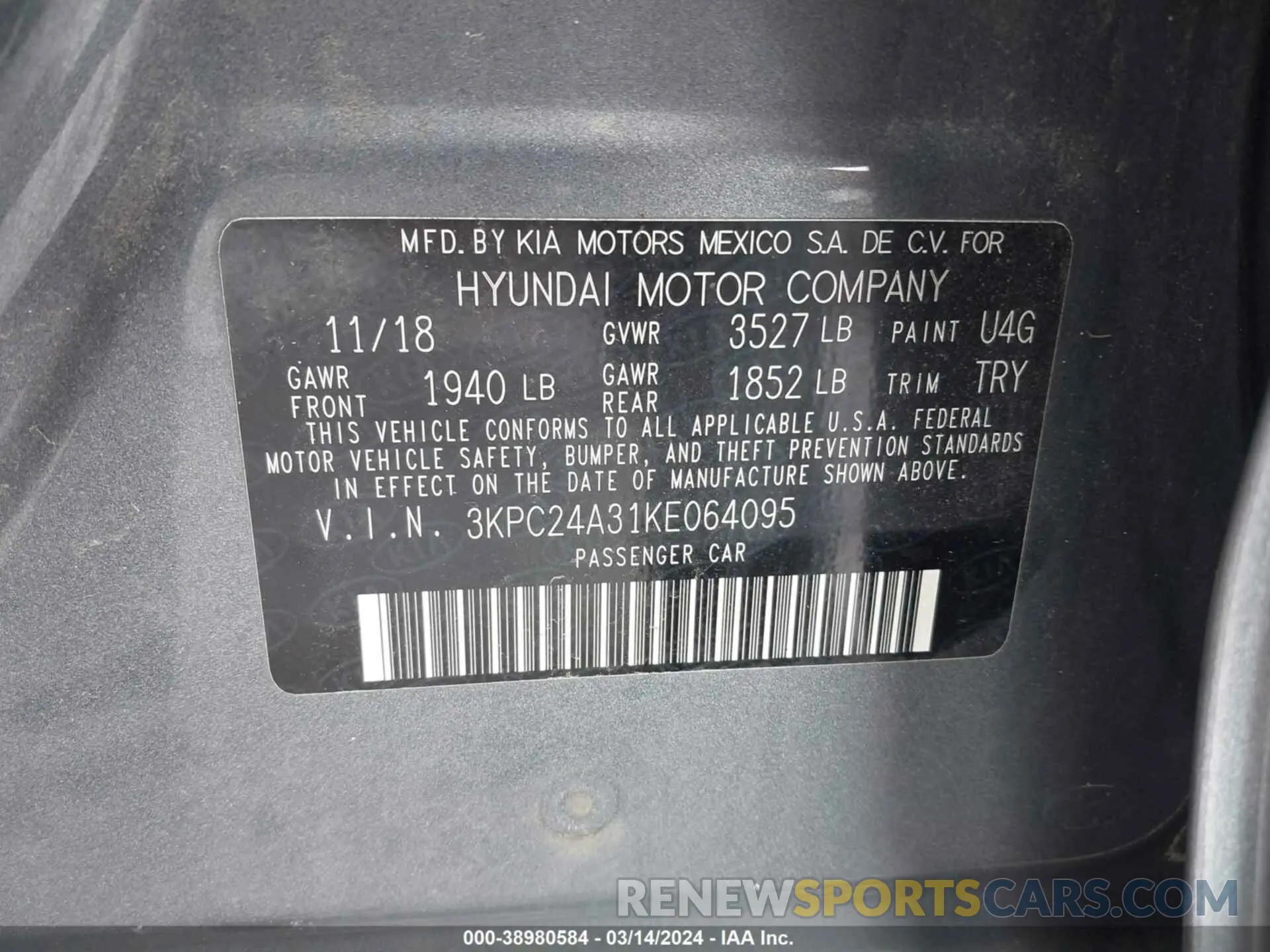 9 Photograph of a damaged car 3KPC24A31KE064095 HYUNDAI ACCENT 2019
