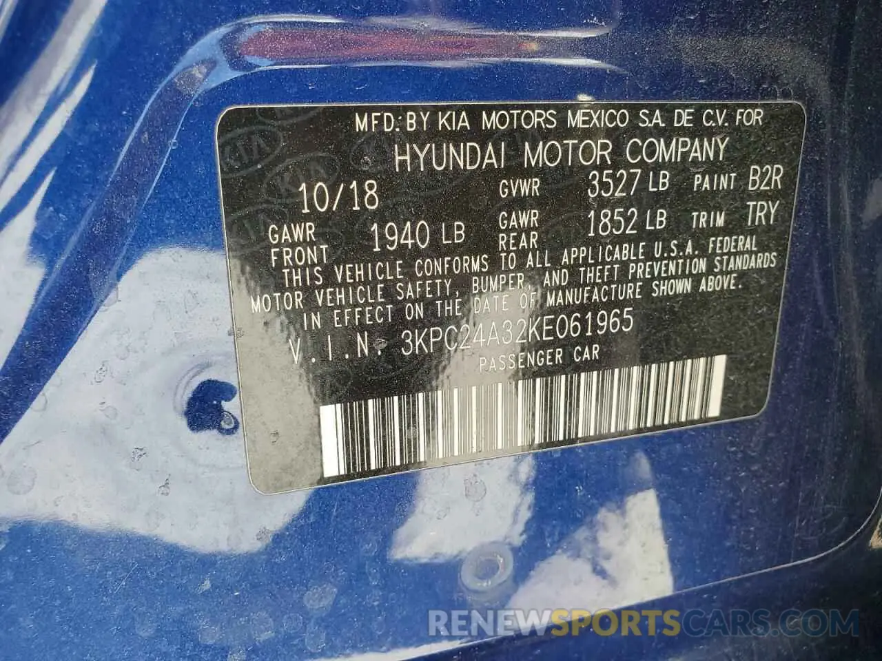12 Photograph of a damaged car 3KPC24A32KE061965 HYUNDAI ACCENT 2019