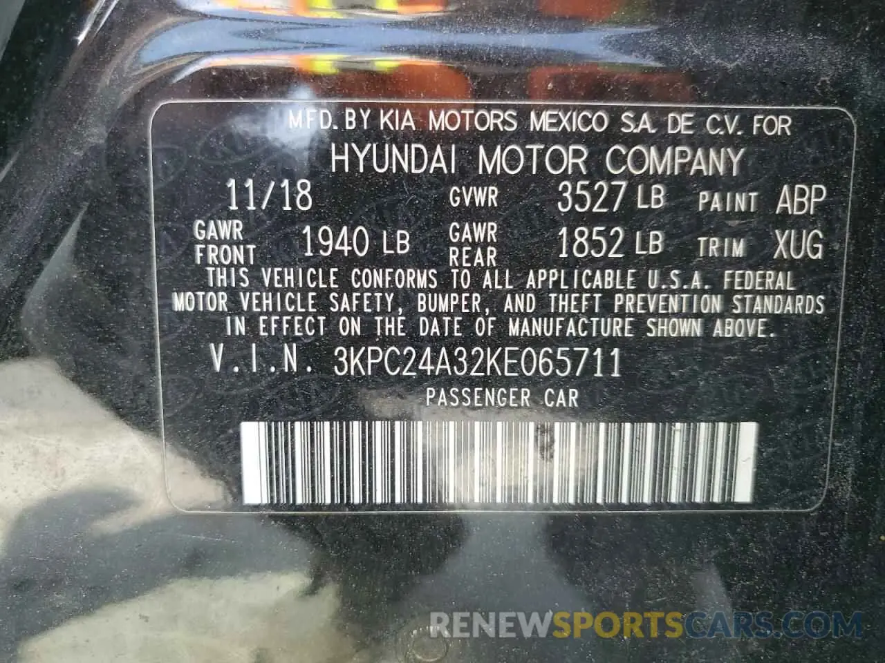 12 Photograph of a damaged car 3KPC24A32KE065711 HYUNDAI ACCENT 2019