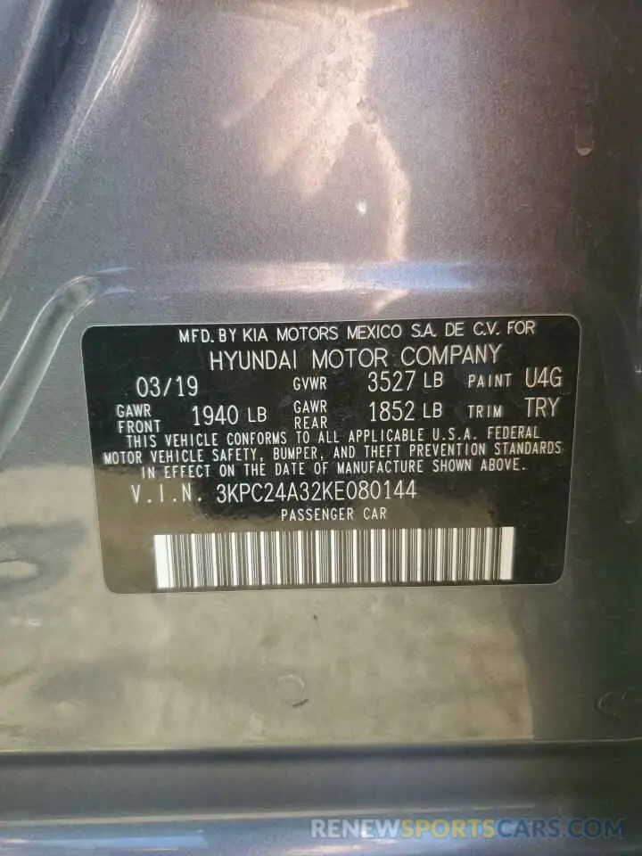 14 Photograph of a damaged car 3KPC24A32KE080144 HYUNDAI ACCENT 2019