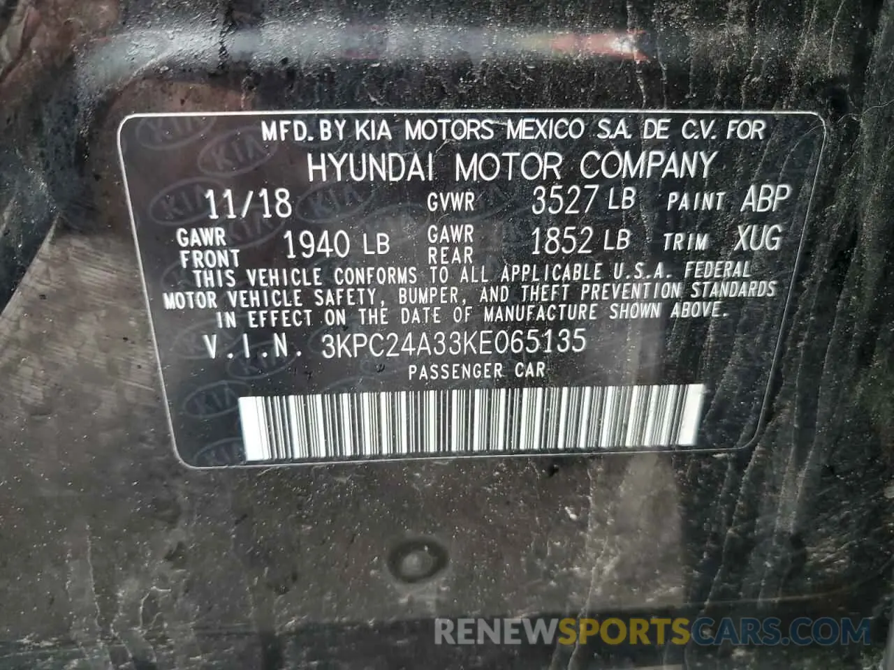 13 Photograph of a damaged car 3KPC24A33KE065135 HYUNDAI ACCENT 2019