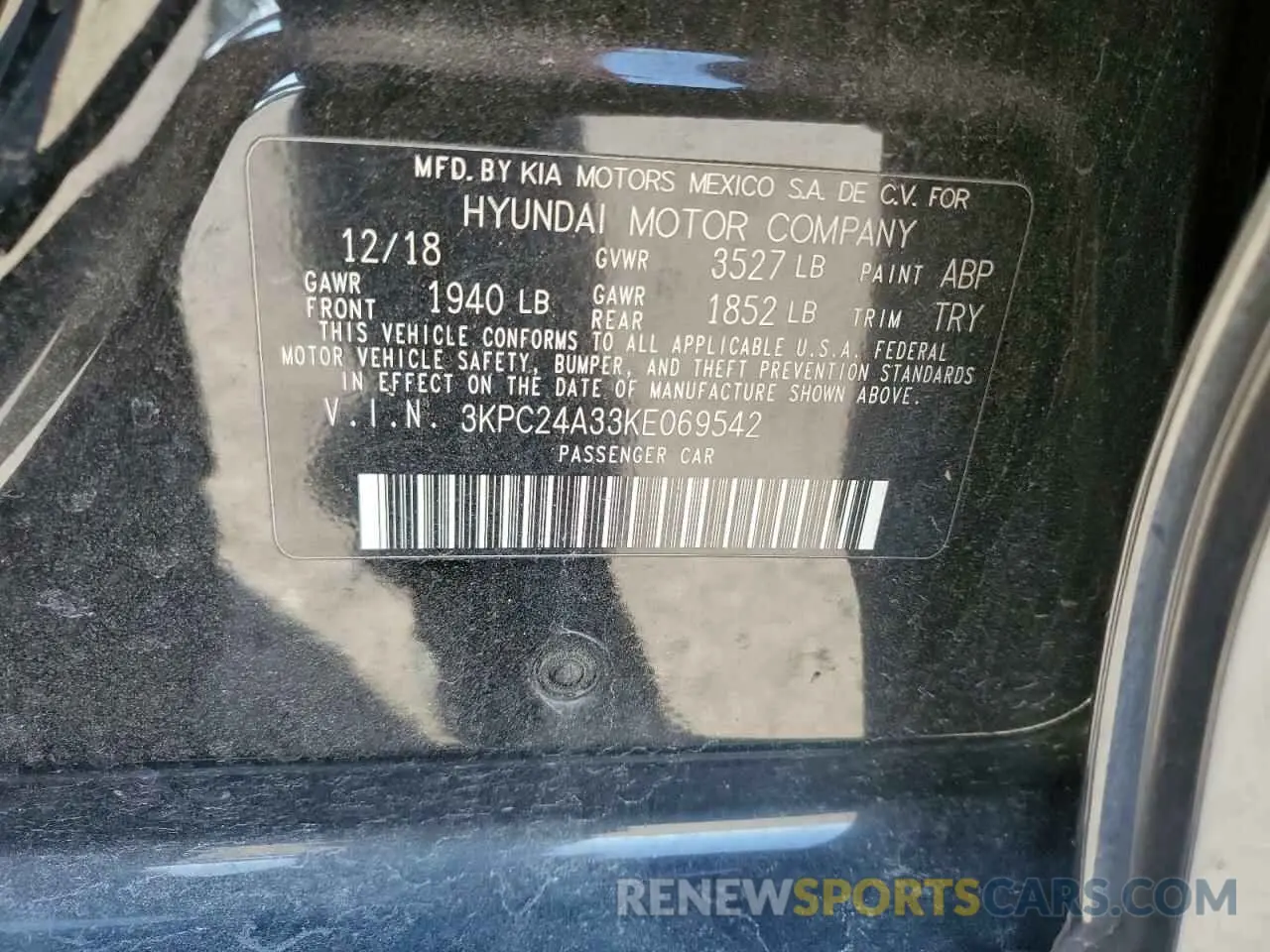 14 Photograph of a damaged car 3KPC24A33KE069542 HYUNDAI ACCENT 2019