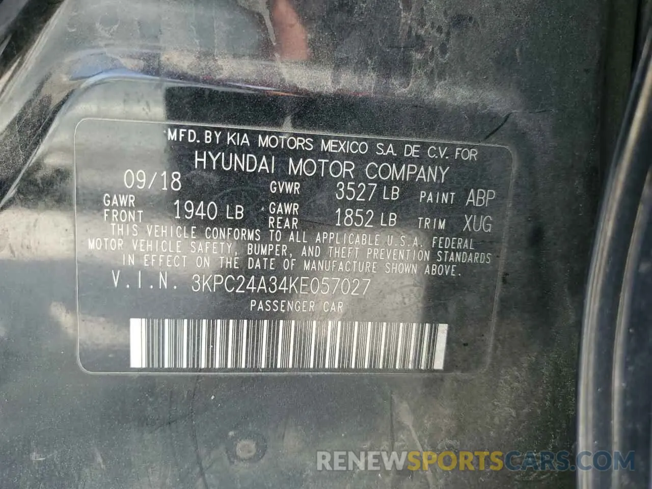 13 Photograph of a damaged car 3KPC24A34KE057027 HYUNDAI ACCENT 2019