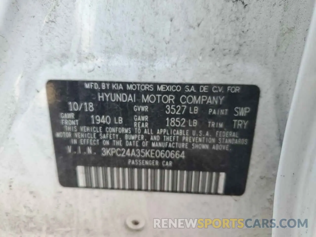 14 Photograph of a damaged car 3KPC24A35KE060664 HYUNDAI ACCENT 2019