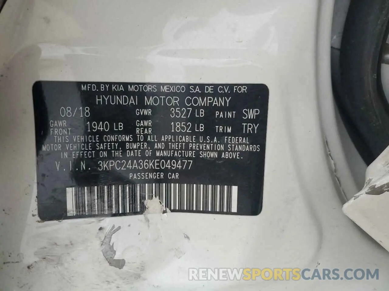 13 Photograph of a damaged car 3KPC24A36KE049477 HYUNDAI ACCENT 2019