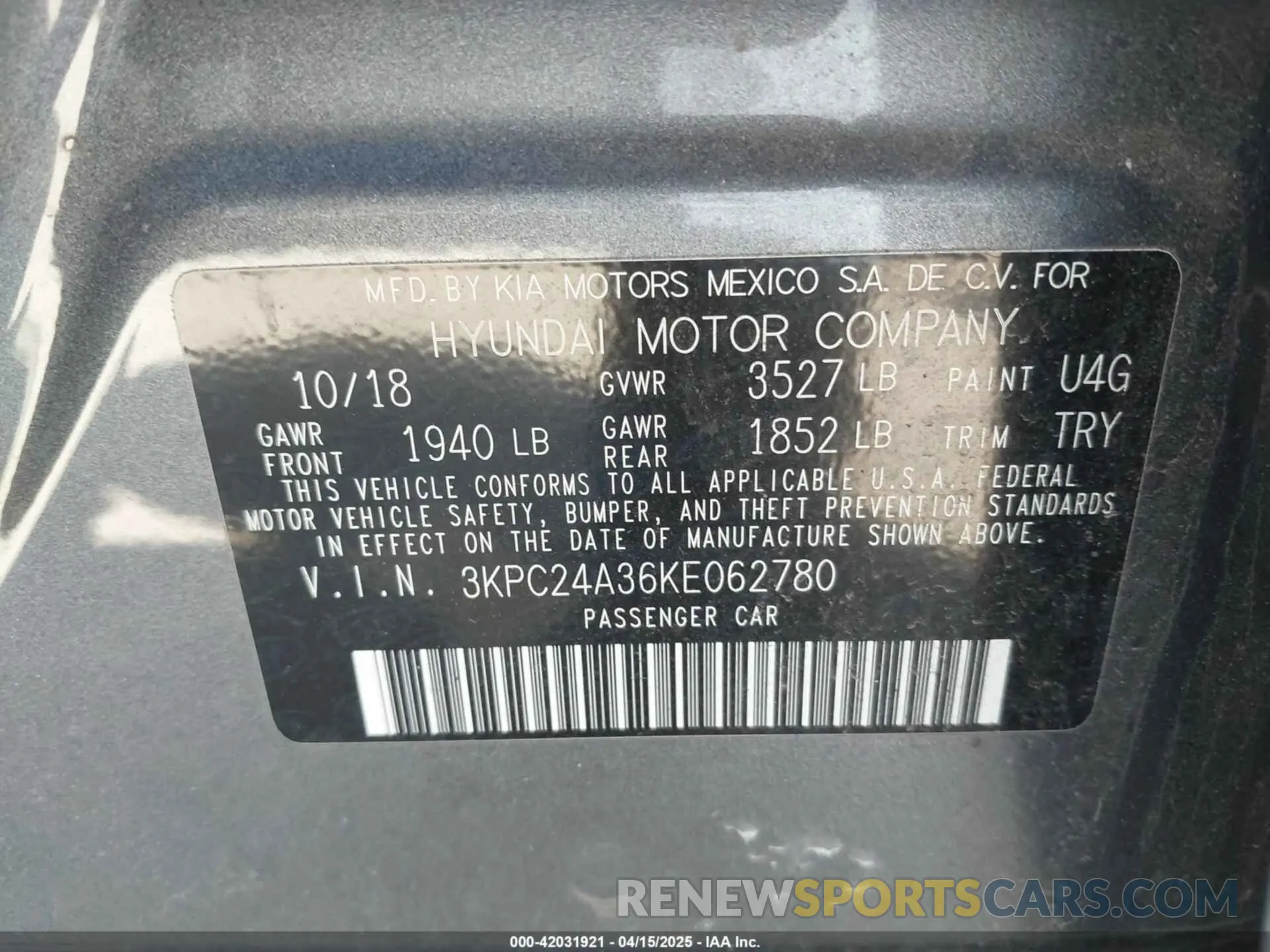 9 Photograph of a damaged car 3KPC24A36KE062780 HYUNDAI ACCENT 2019
