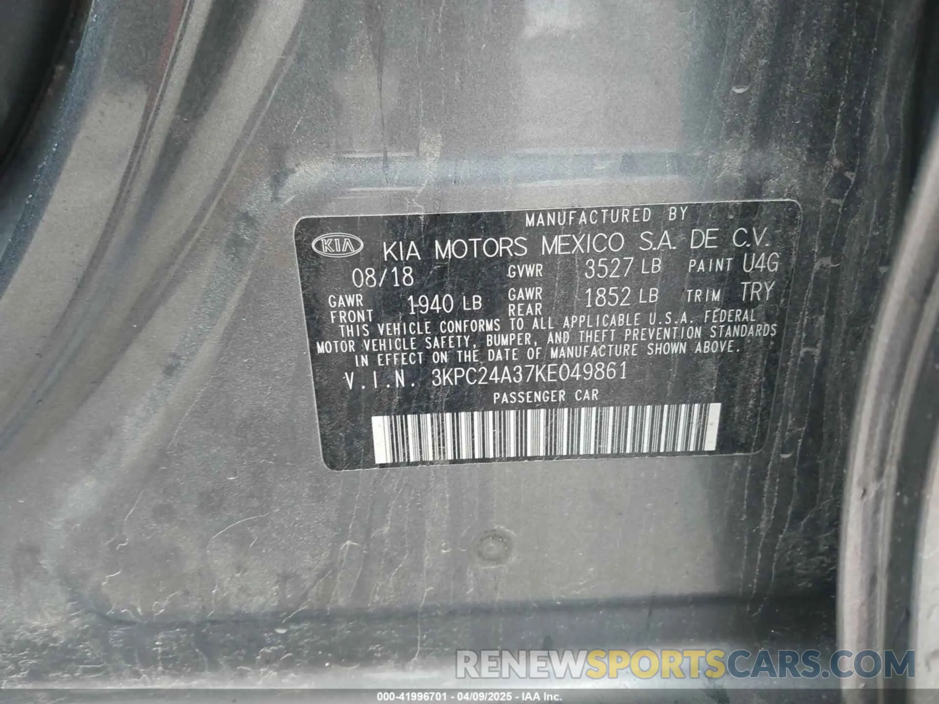 9 Photograph of a damaged car 3KPC24A37KE049861 HYUNDAI ACCENT 2019