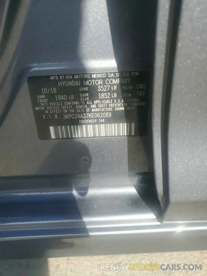 12 Photograph of a damaged car 3KPC24A37KE062089 HYUNDAI ACCENT 2019