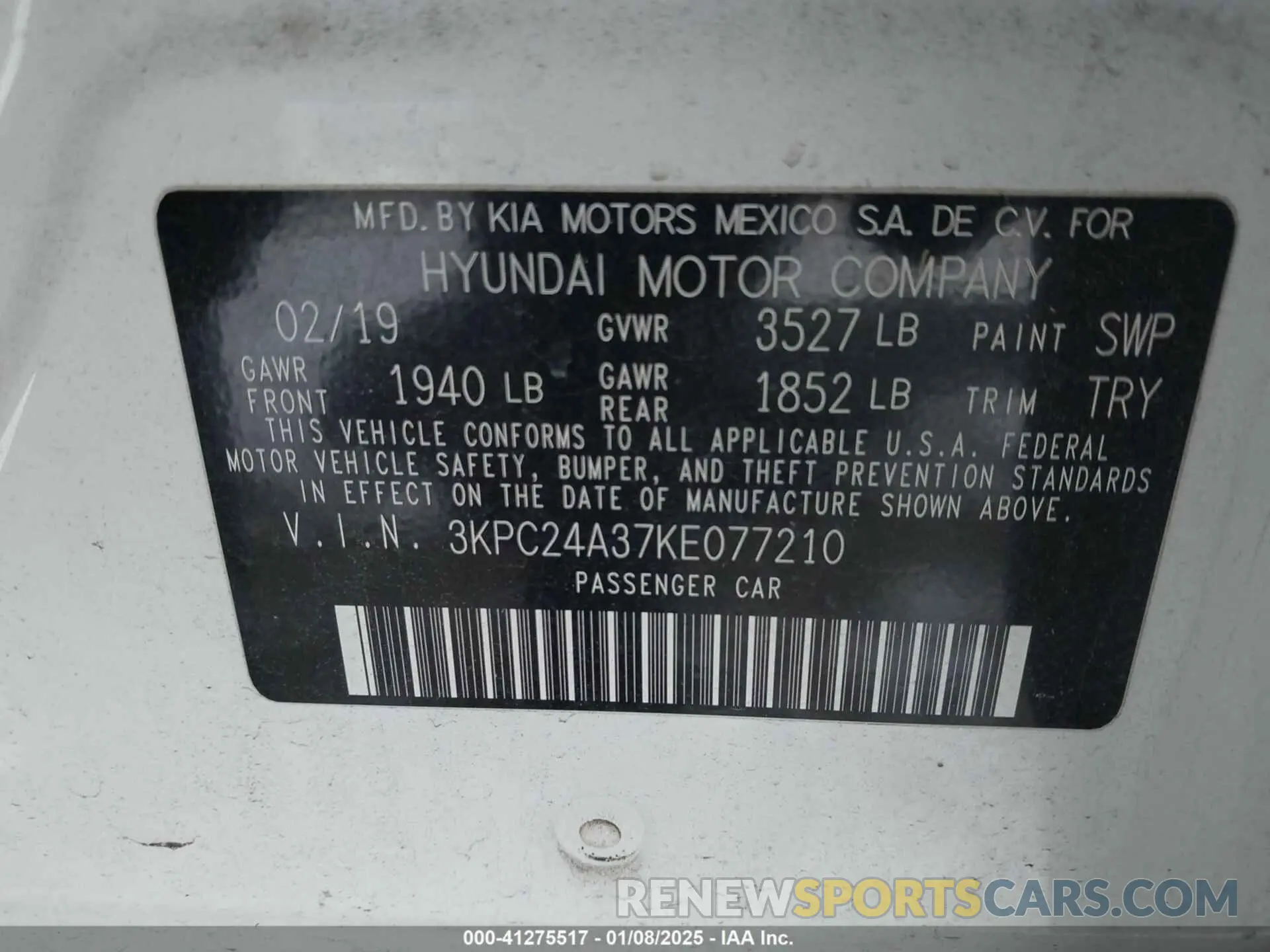 9 Photograph of a damaged car 3KPC24A37KE077210 HYUNDAI ACCENT 2019