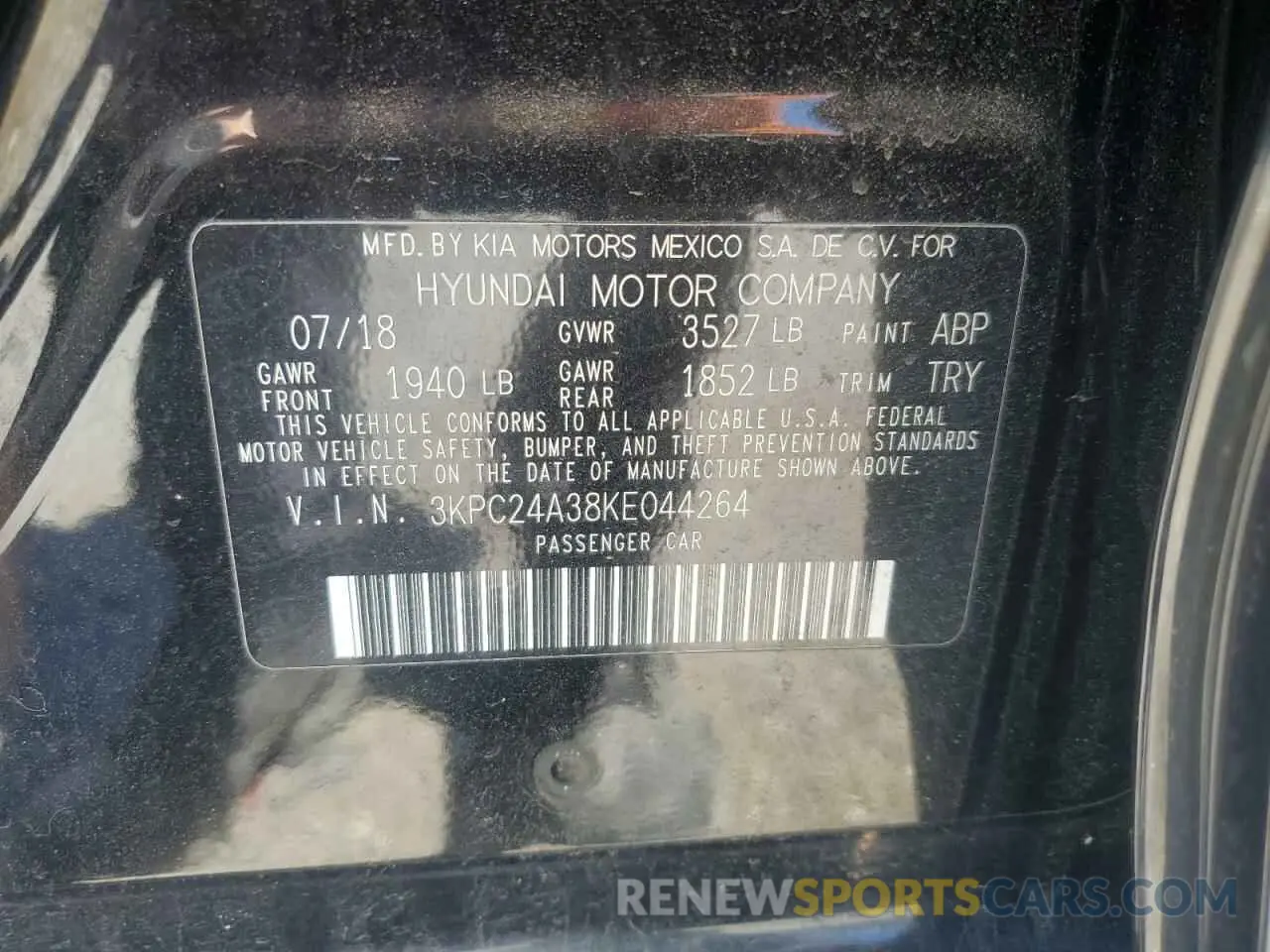 12 Photograph of a damaged car 3KPC24A38KE044264 HYUNDAI ACCENT 2019