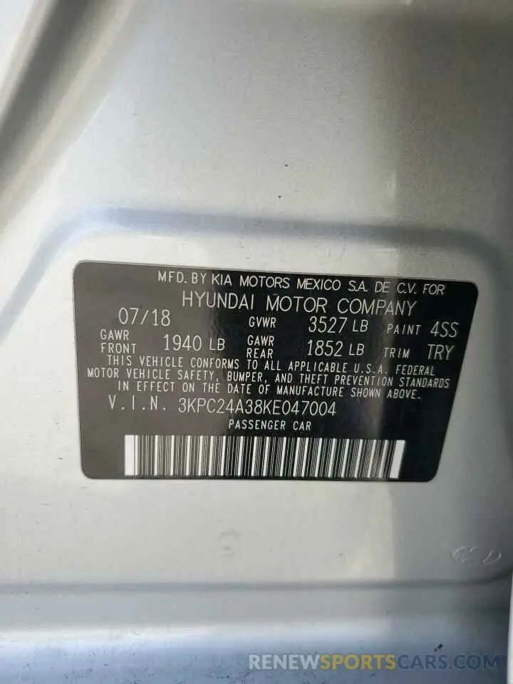 14 Photograph of a damaged car 3KPC24A38KE047004 HYUNDAI ACCENT 2019