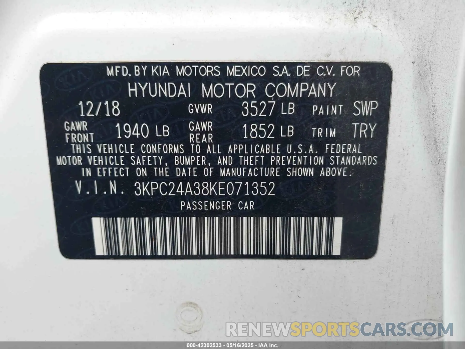 9 Photograph of a damaged car 3KPC24A38KE071352 HYUNDAI ACCENT 2019