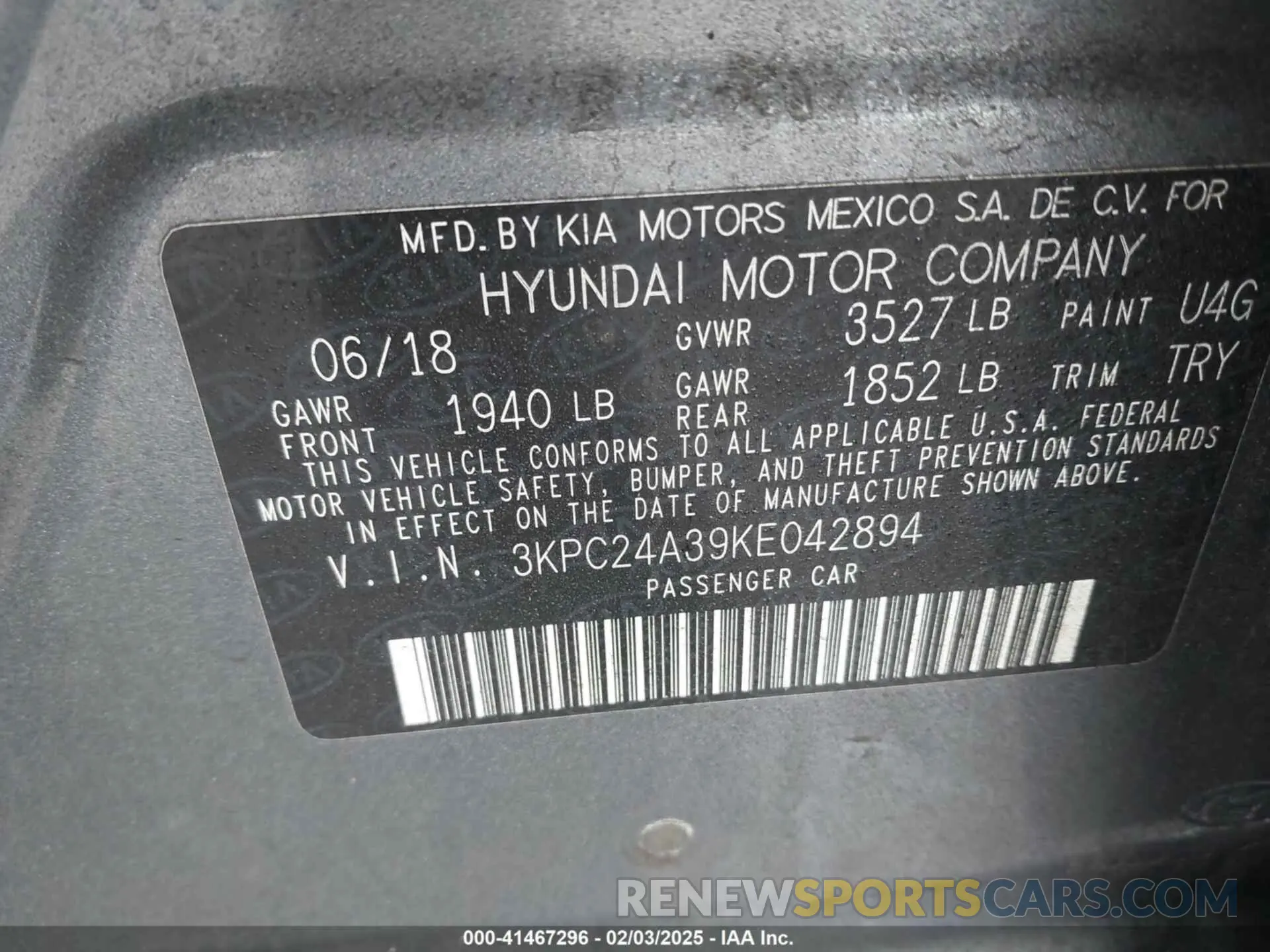 9 Photograph of a damaged car 3KPC24A39KE042894 HYUNDAI ACCENT 2019