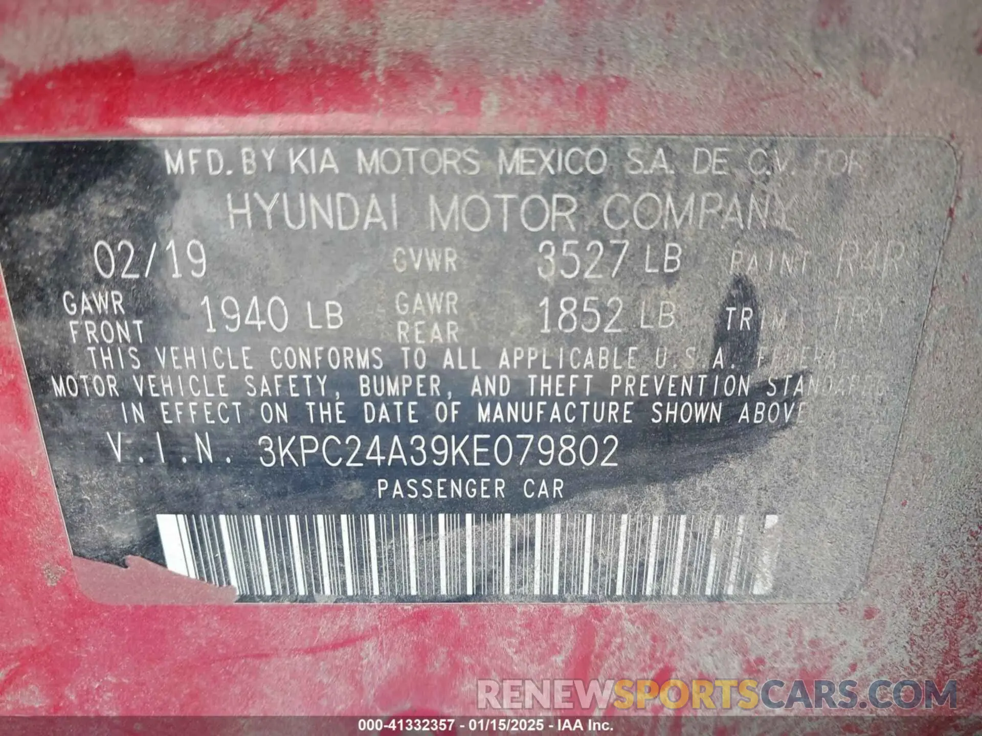 9 Photograph of a damaged car 3KPC24A39KE079802 HYUNDAI ACCENT 2019
