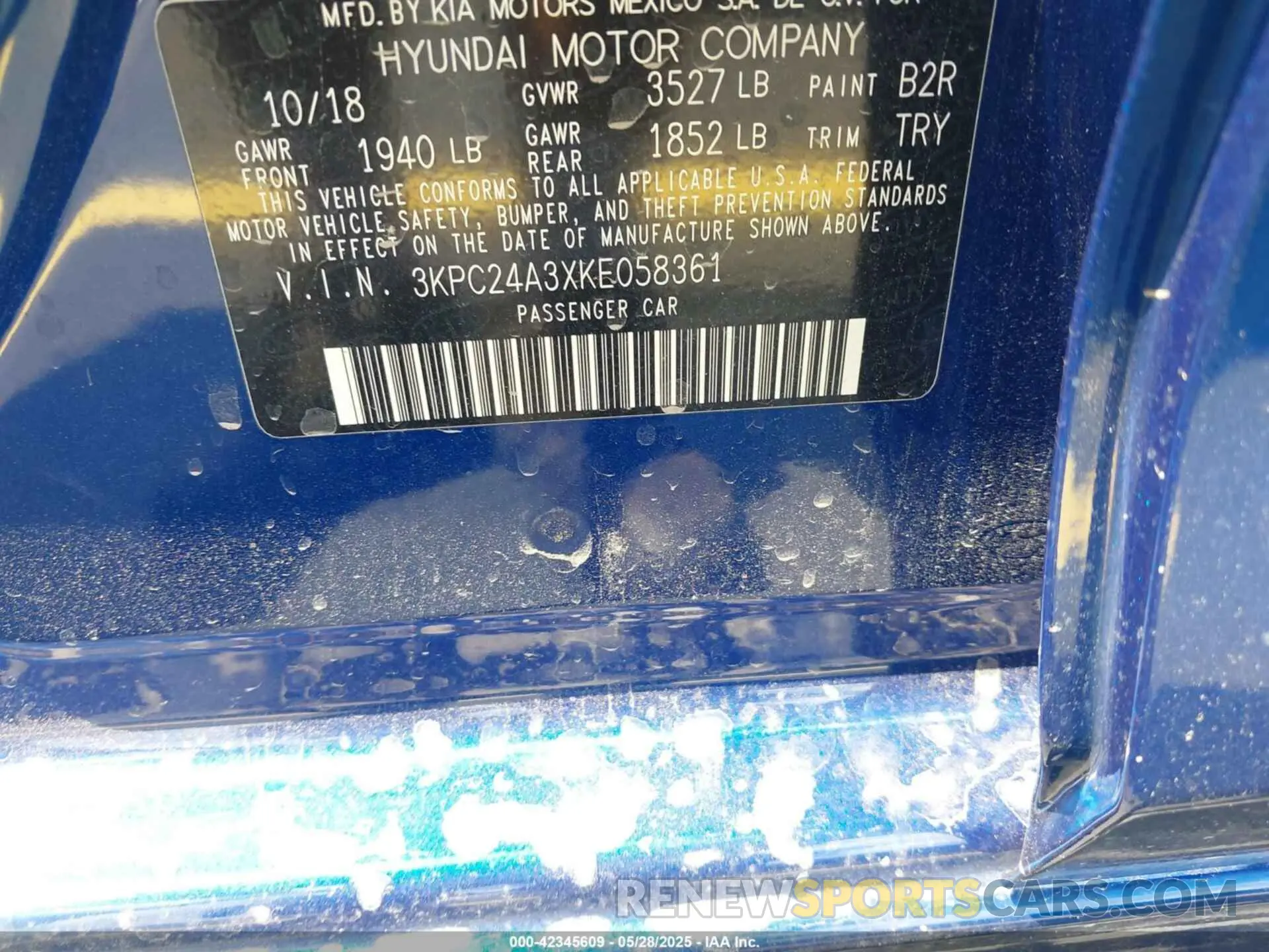 9 Photograph of a damaged car 3KPC24A3XKE058361 HYUNDAI ACCENT 2019