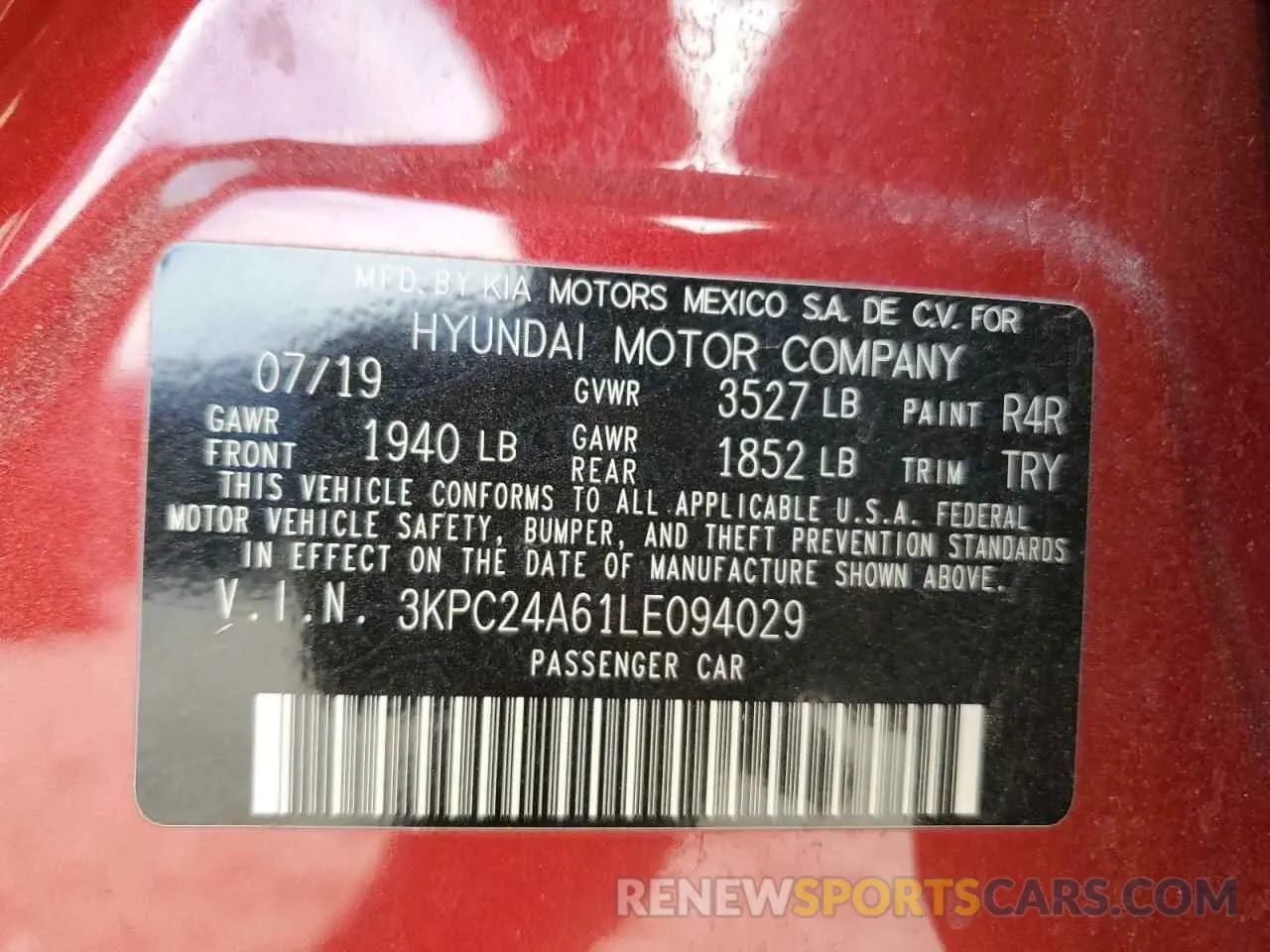 15 Photograph of a damaged car 3KPC24A61LE094029 HYUNDAI ACCENT 2020