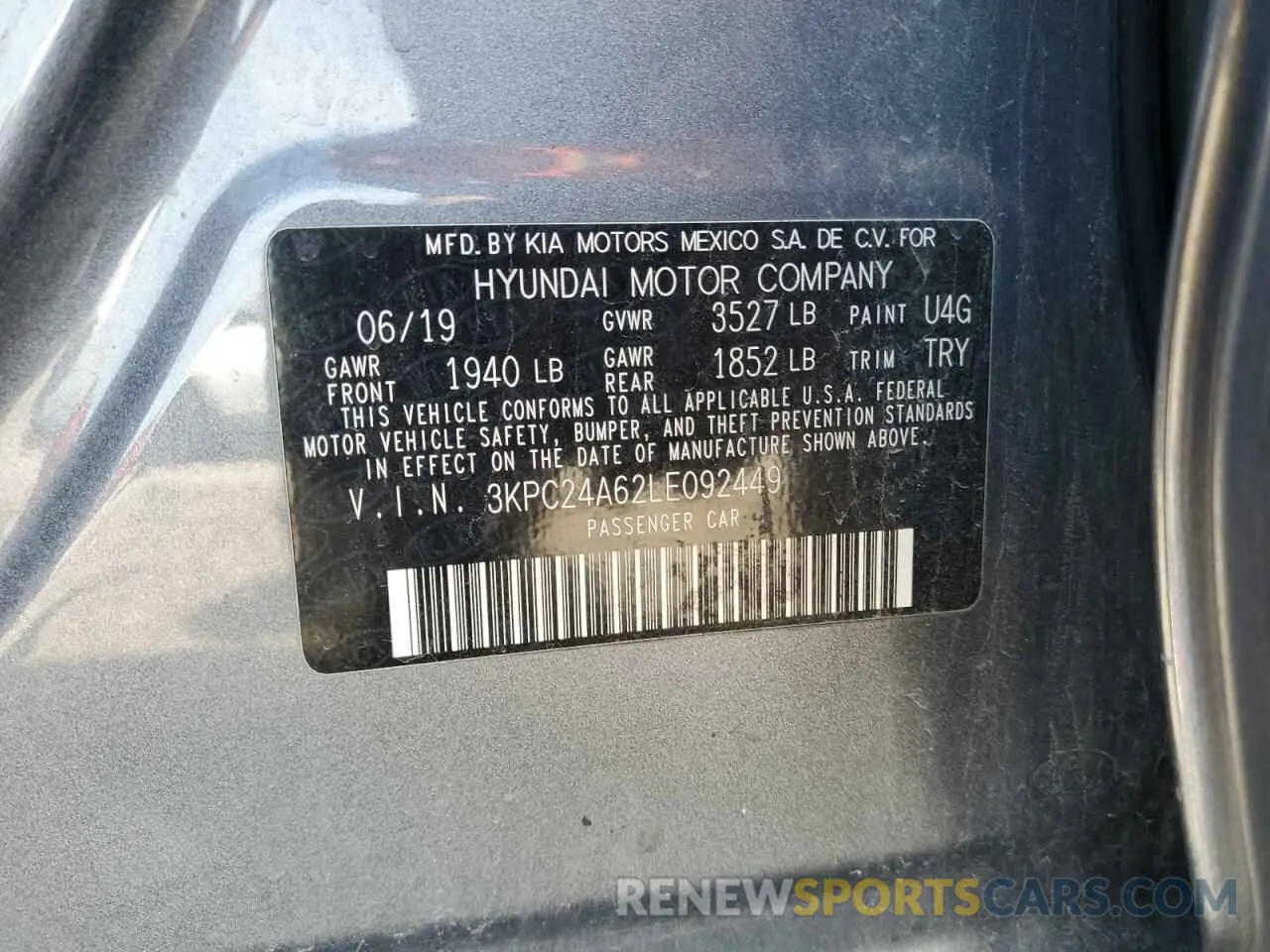 12 Photograph of a damaged car 3KPC24A62LE092449 HYUNDAI ACCENT 2020