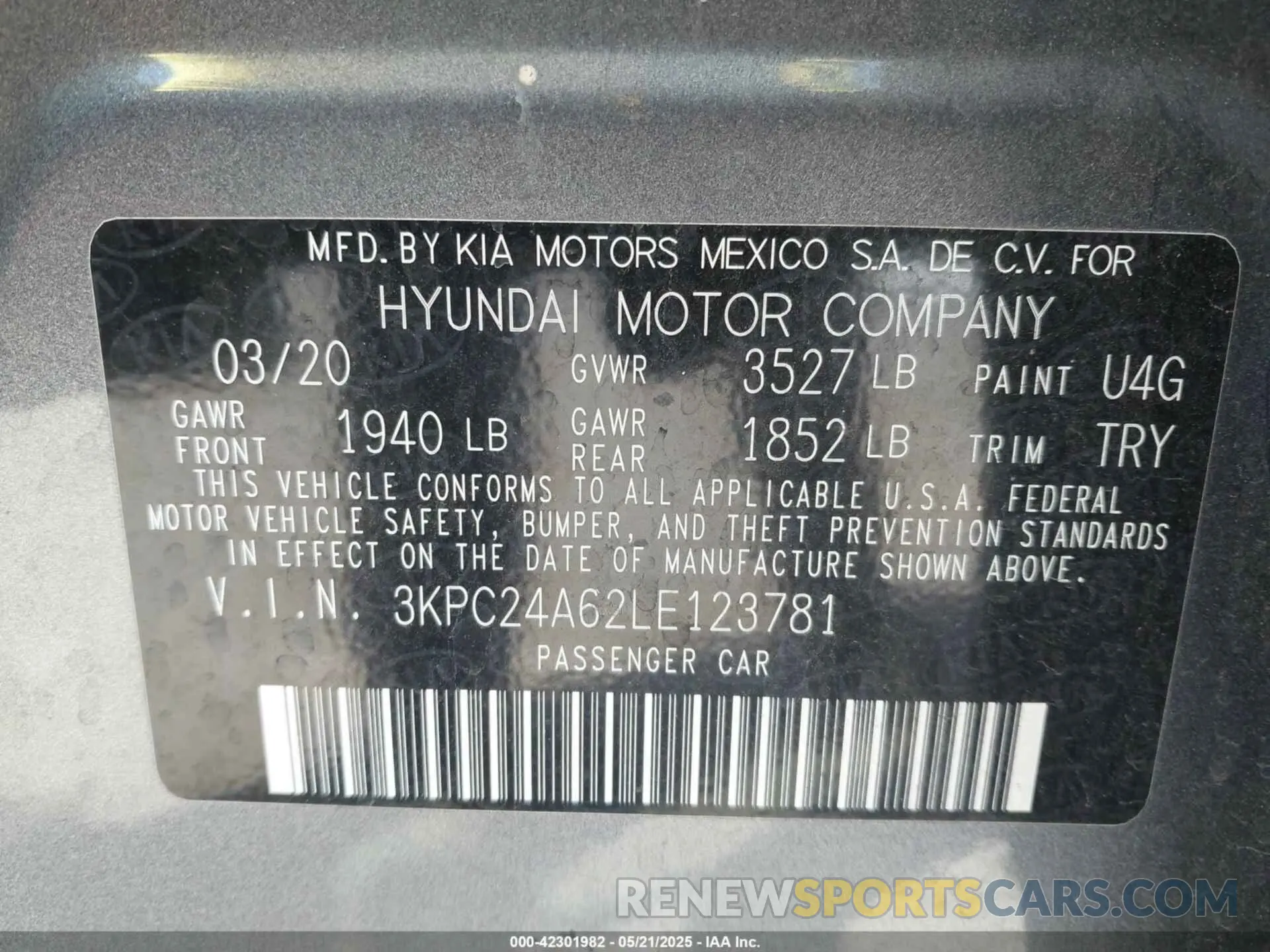 9 Photograph of a damaged car 3KPC24A62LE123781 HYUNDAI ACCENT 2020
