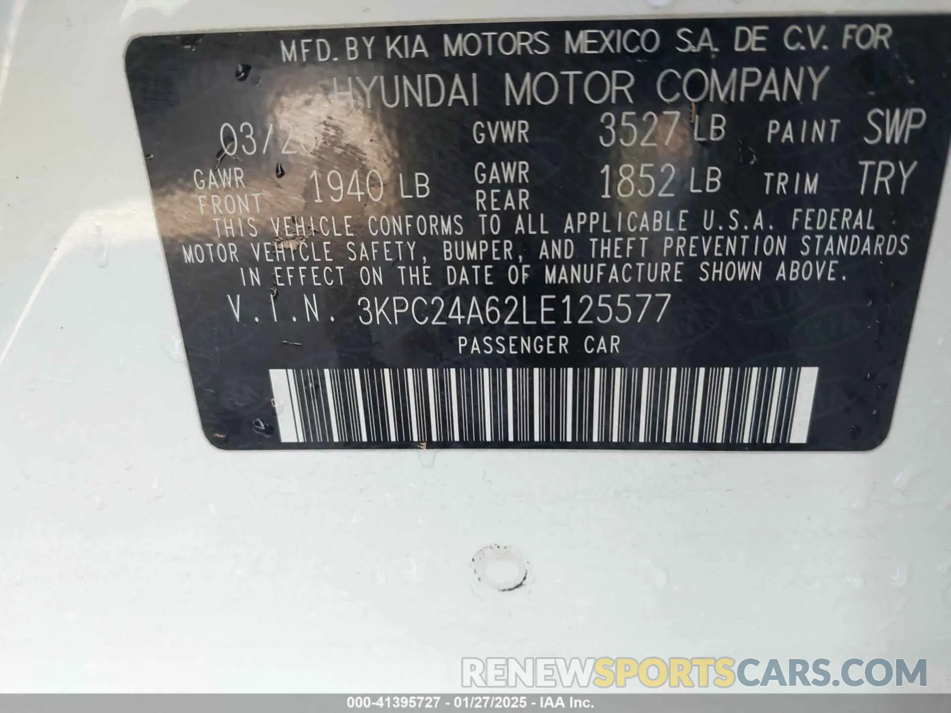 9 Photograph of a damaged car 3KPC24A62LE125577 HYUNDAI ACCENT 2020