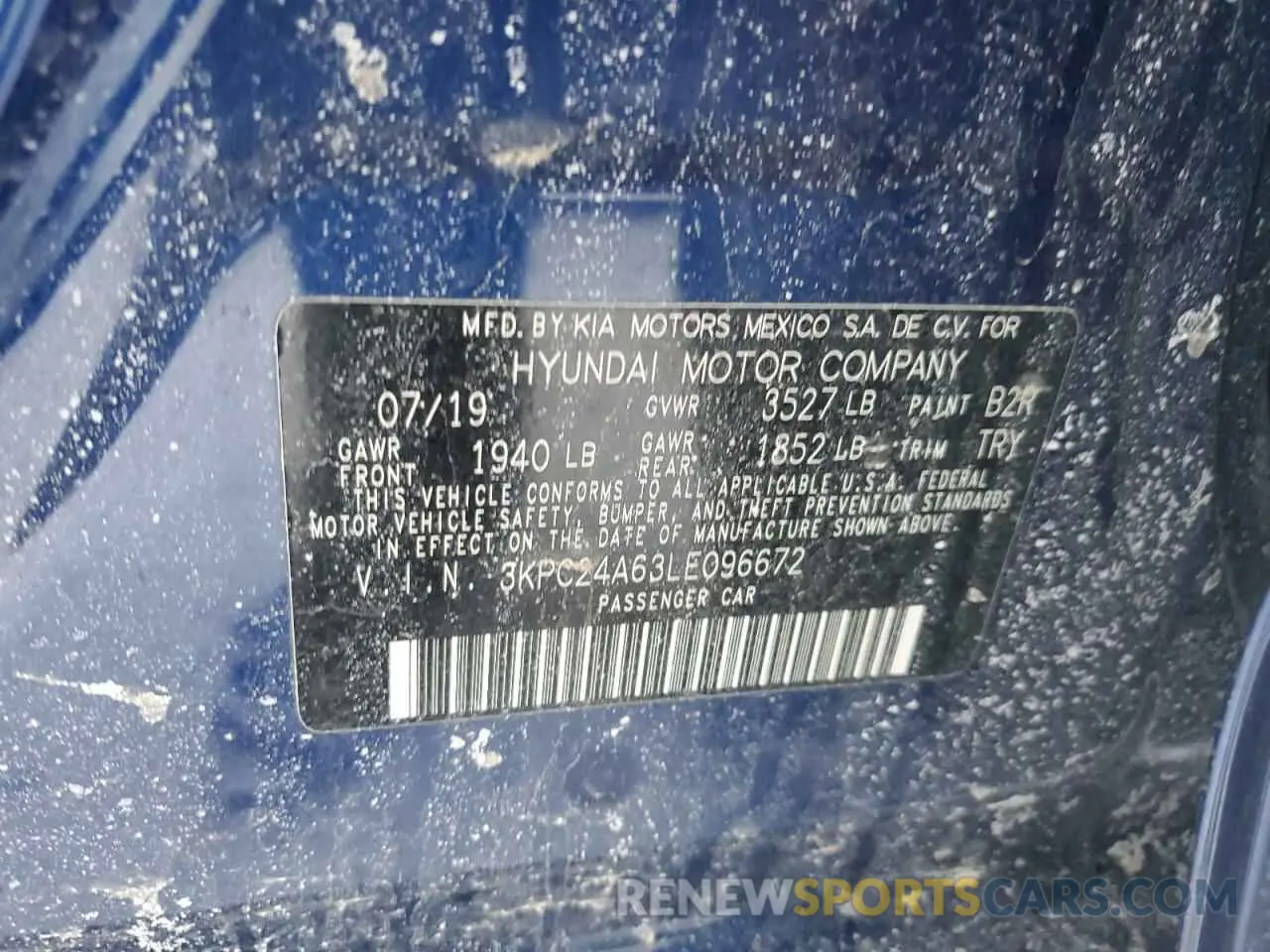 13 Photograph of a damaged car 3KPC24A63LE096672 HYUNDAI ACCENT 2020