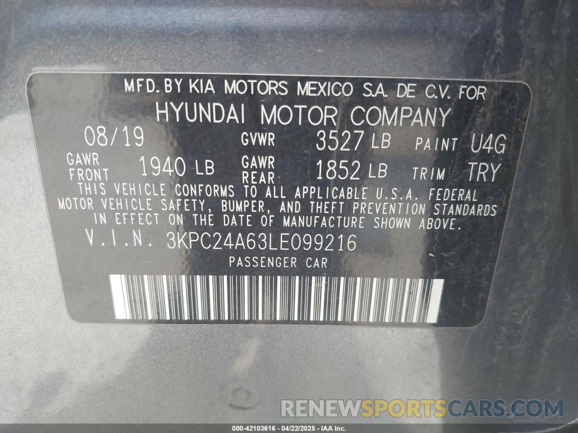 9 Photograph of a damaged car 3KPC24A63LE099216 HYUNDAI ACCENT 2020