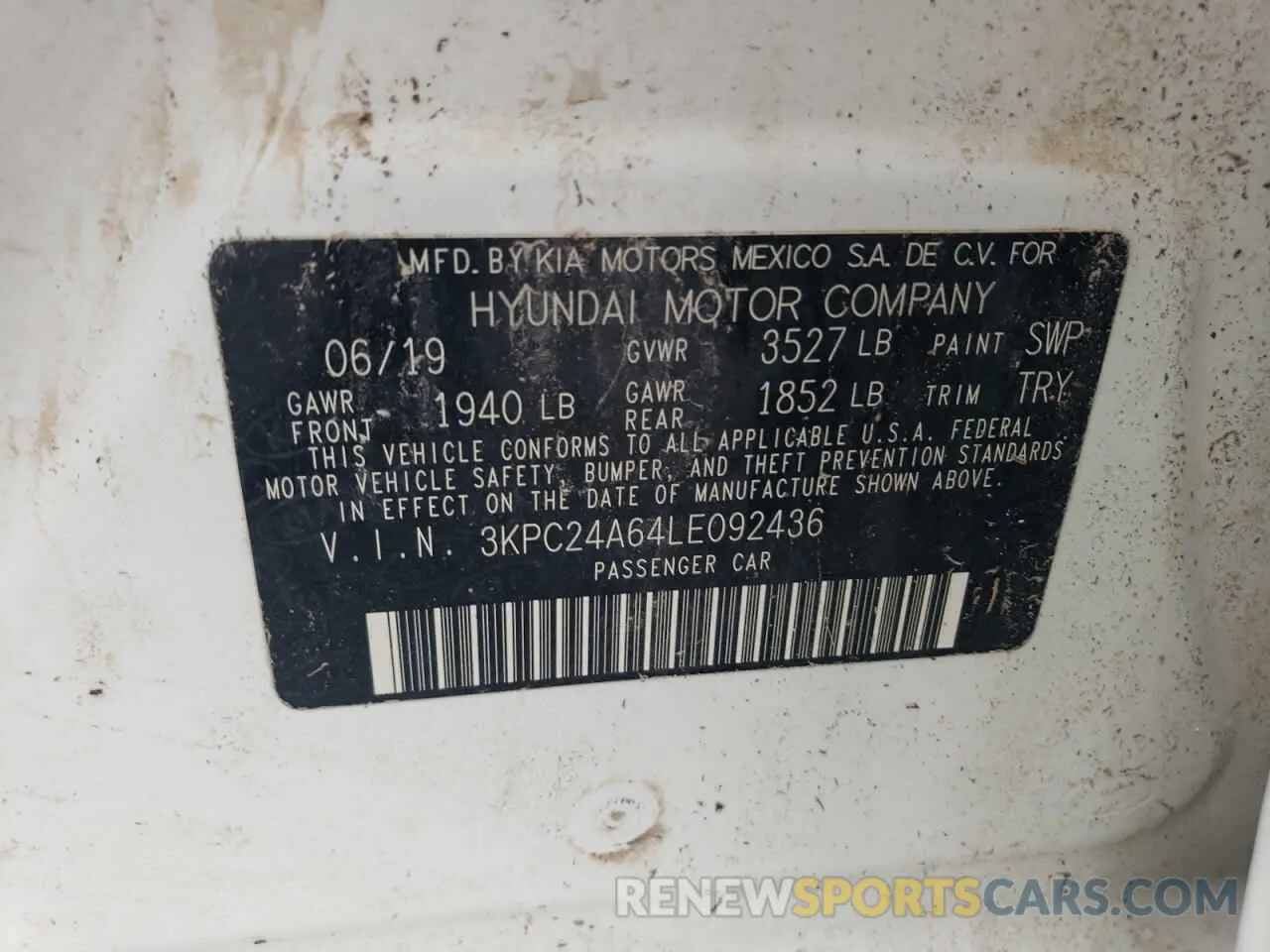 13 Photograph of a damaged car 3KPC24A64LE092436 HYUNDAI ACCENT 2020