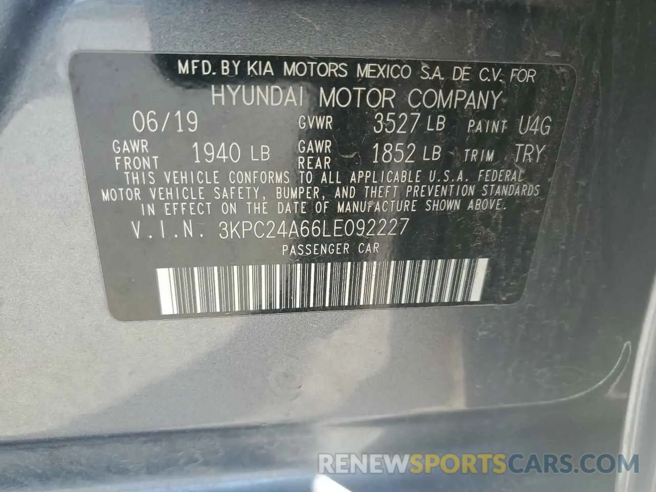 14 Photograph of a damaged car 3KPC24A66LE092227 HYUNDAI ACCENT 2020