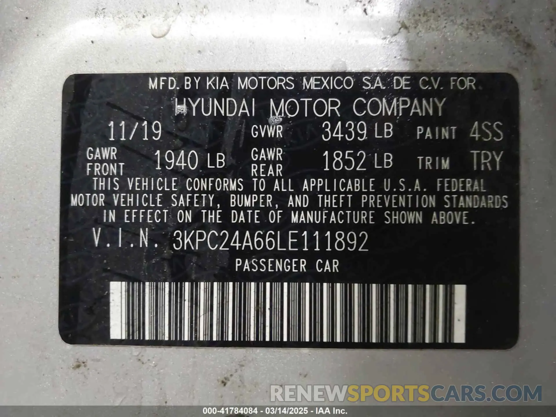 9 Photograph of a damaged car 3KPC24A66LE111892 HYUNDAI ACCENT 2020