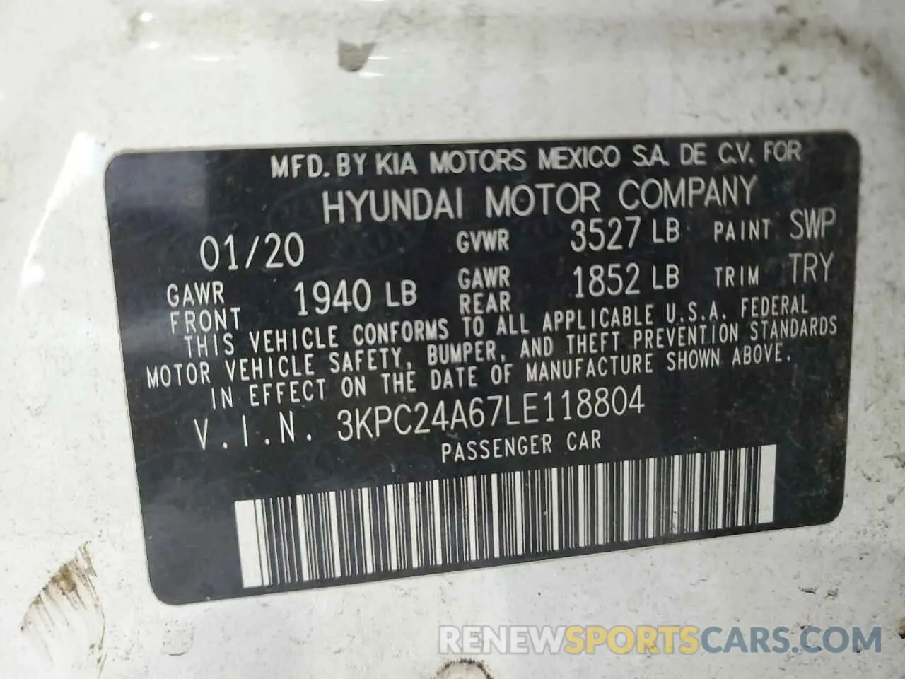 12 Photograph of a damaged car 3KPC24A67LE118804 HYUNDAI ACCENT 2020