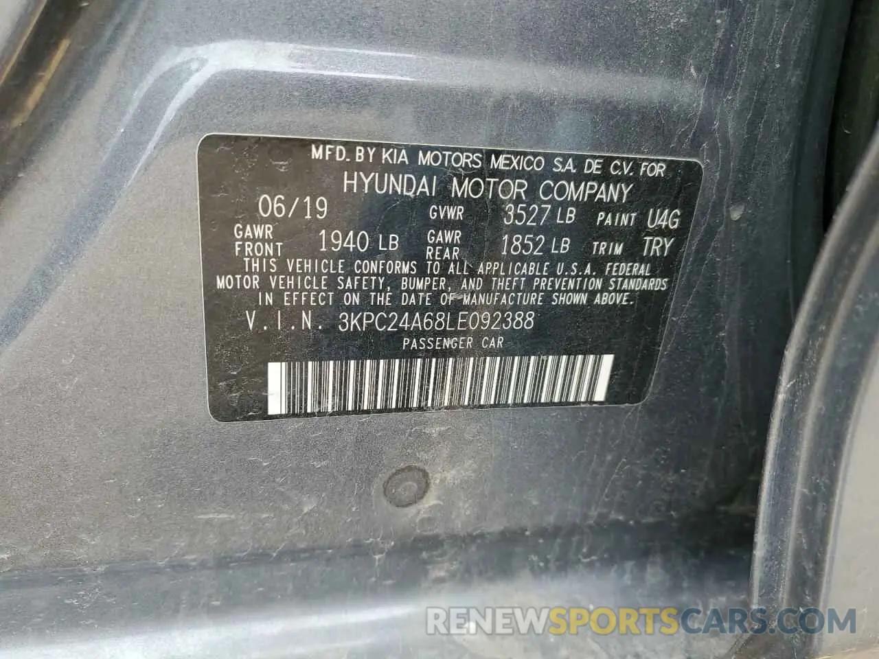 15 Photograph of a damaged car 3KPC24A68LE092388 HYUNDAI ACCENT 2020