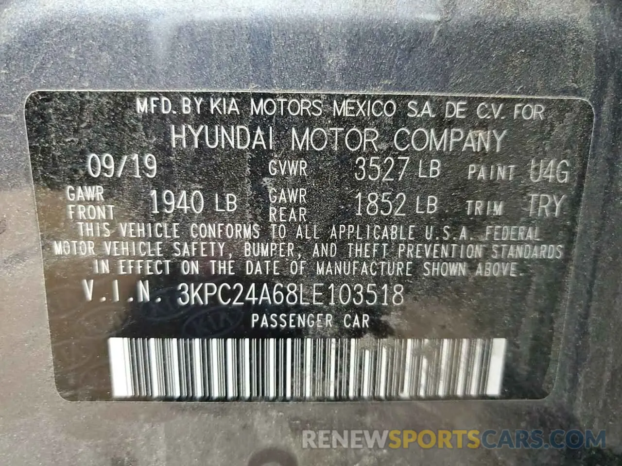 12 Photograph of a damaged car 3KPC24A68LE103518 HYUNDAI ACCENT 2020